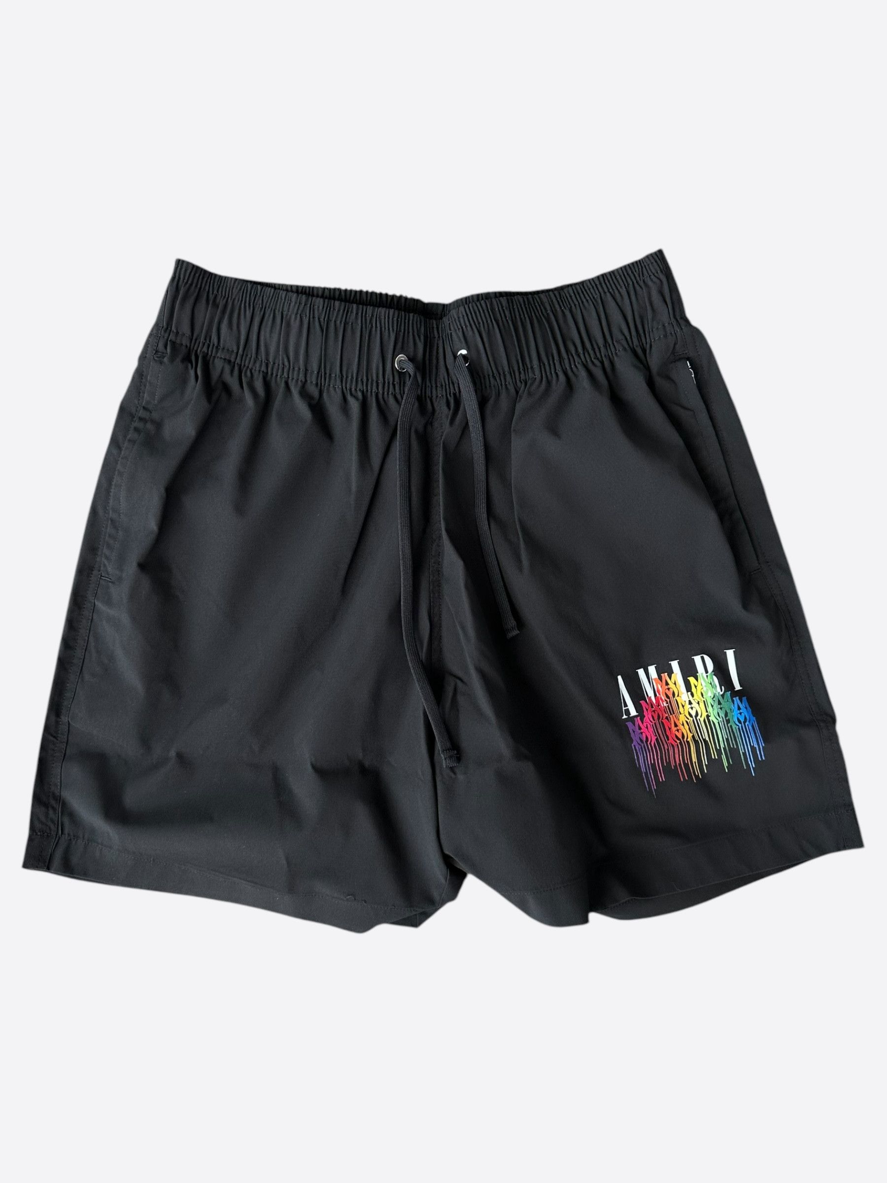 Amiri Amiri Black Multicolor MA Drip Logo Swim Shorts | Grailed Amiri Amiri Black Multicolor MA Drip Logo Swim Shorts | Grailed