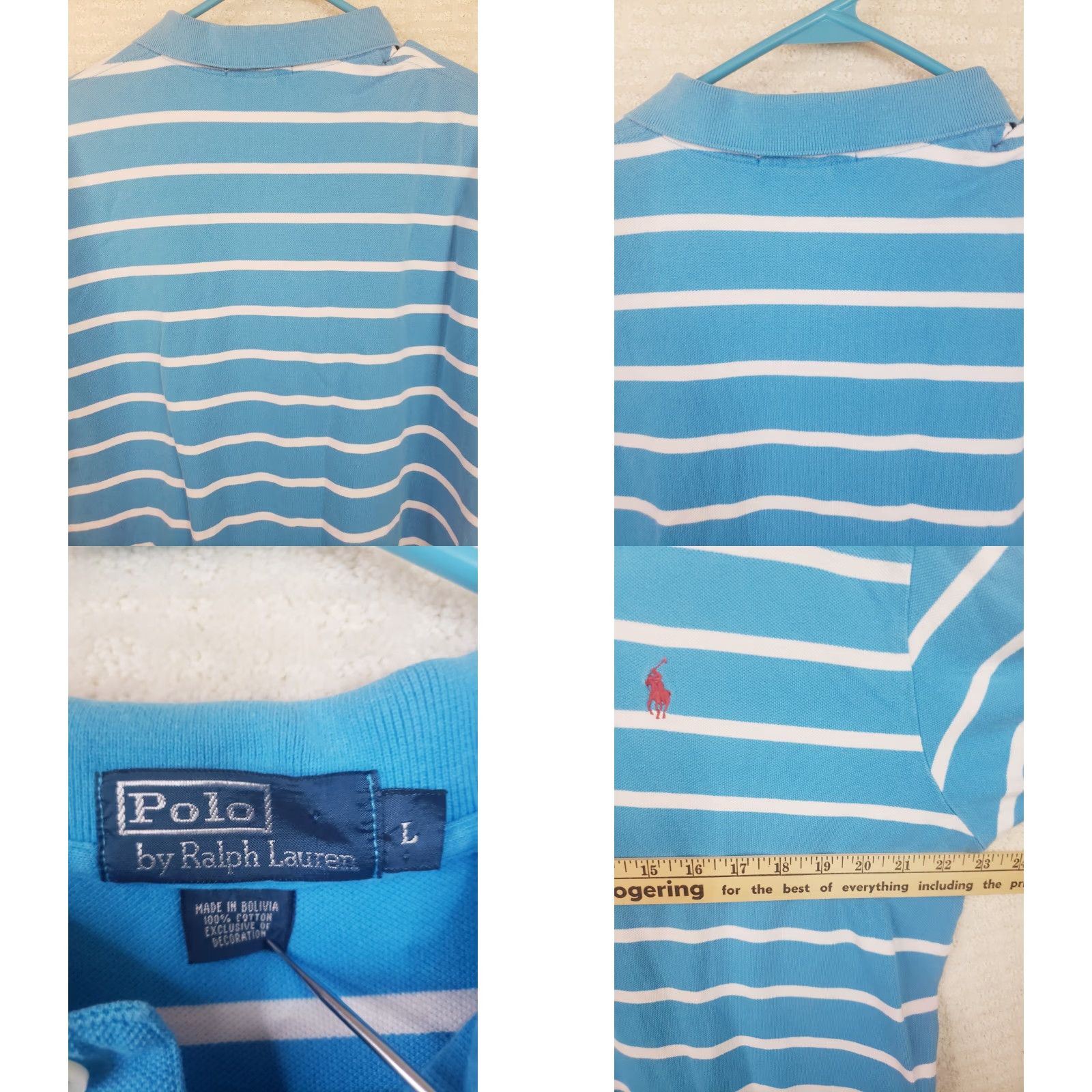 Polo Ralph Lauren VINTAGE Polo Ralph Lauren Polo Shirt Blue & White Striped L Men's Regular Short Sleeve Size US L / EU 52-54 / 3 - 8 Thumbnail