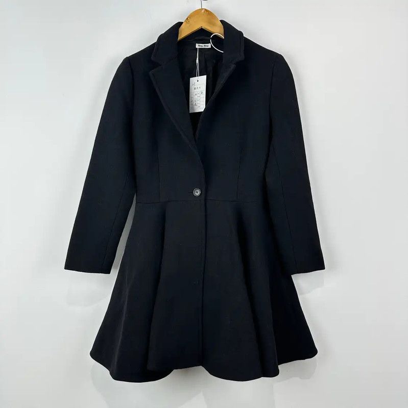 Miu Miu Miu Miu Black Wool Dress in Size M 0089 Size M / US 6-8 / IT 42-44 - 1 Thumbnail