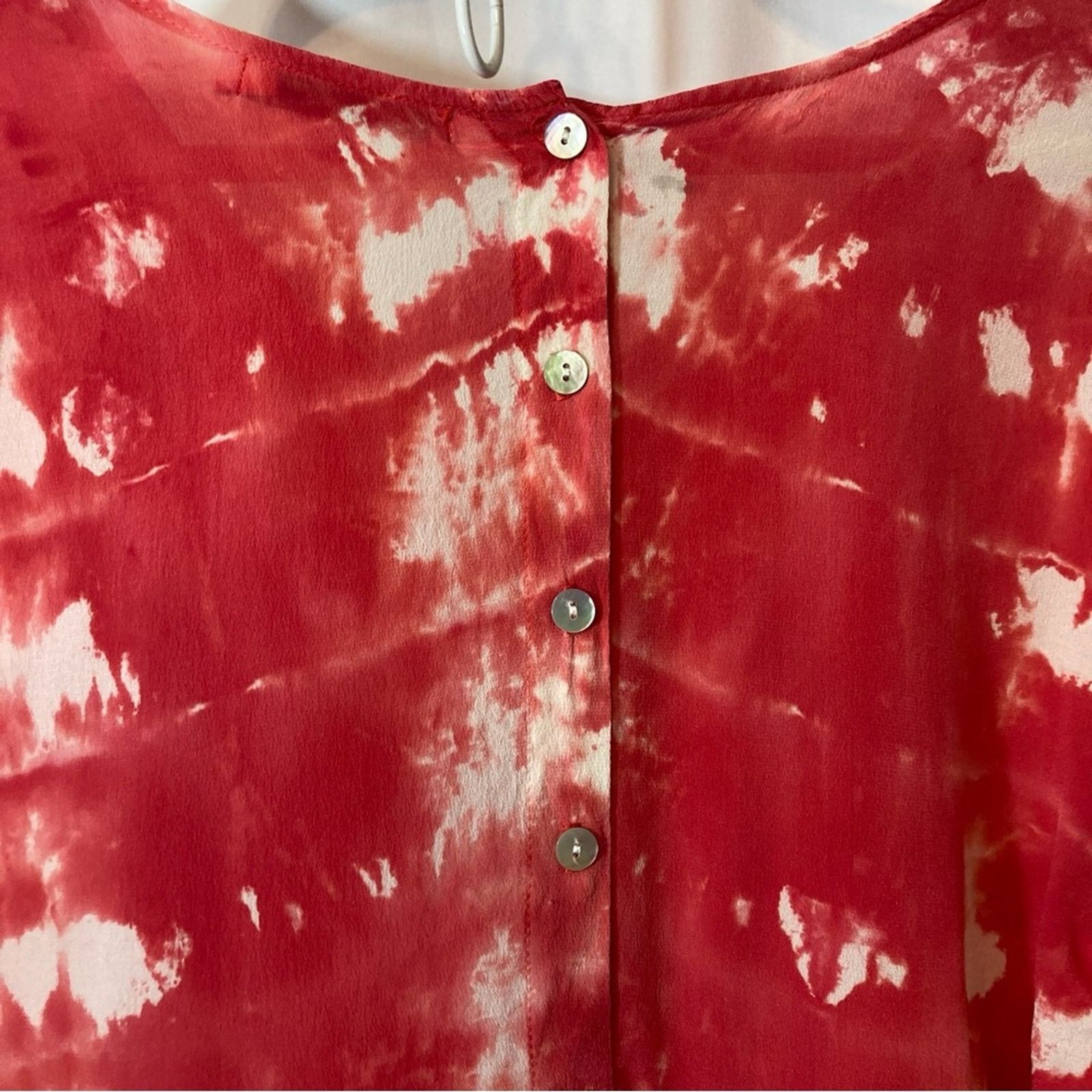 Other Red Haute 100% Silk Red and White Tie Dye Blouse Top Size S / US 4 / IT 40 - 8 Thumbnail