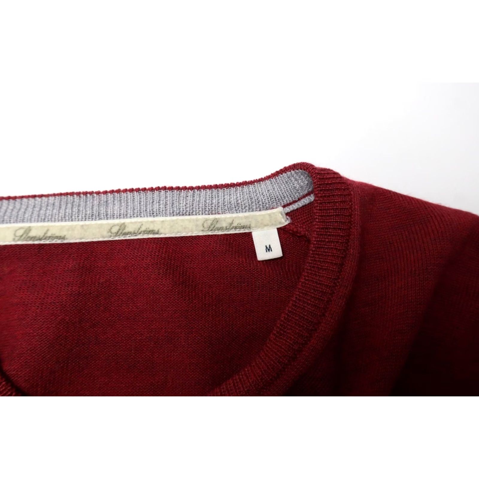 Vintage STENSTROMS Jumper Mens MEDIUM Red V-Neck Pure Merino Patches On Elbows Size US M / EU 48-50 / 2 - 6 Thumbnail