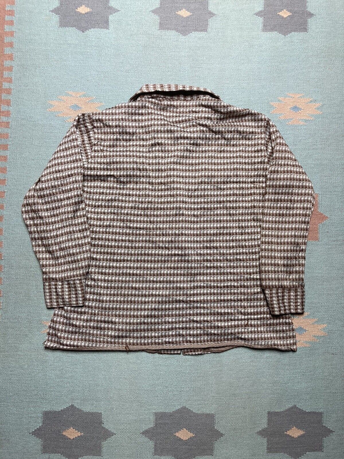 Vintage 70s polyester knit disco shirt Encino California mod hipp XL Size US XL / EU 56 / 4 - 6 Thumbnail