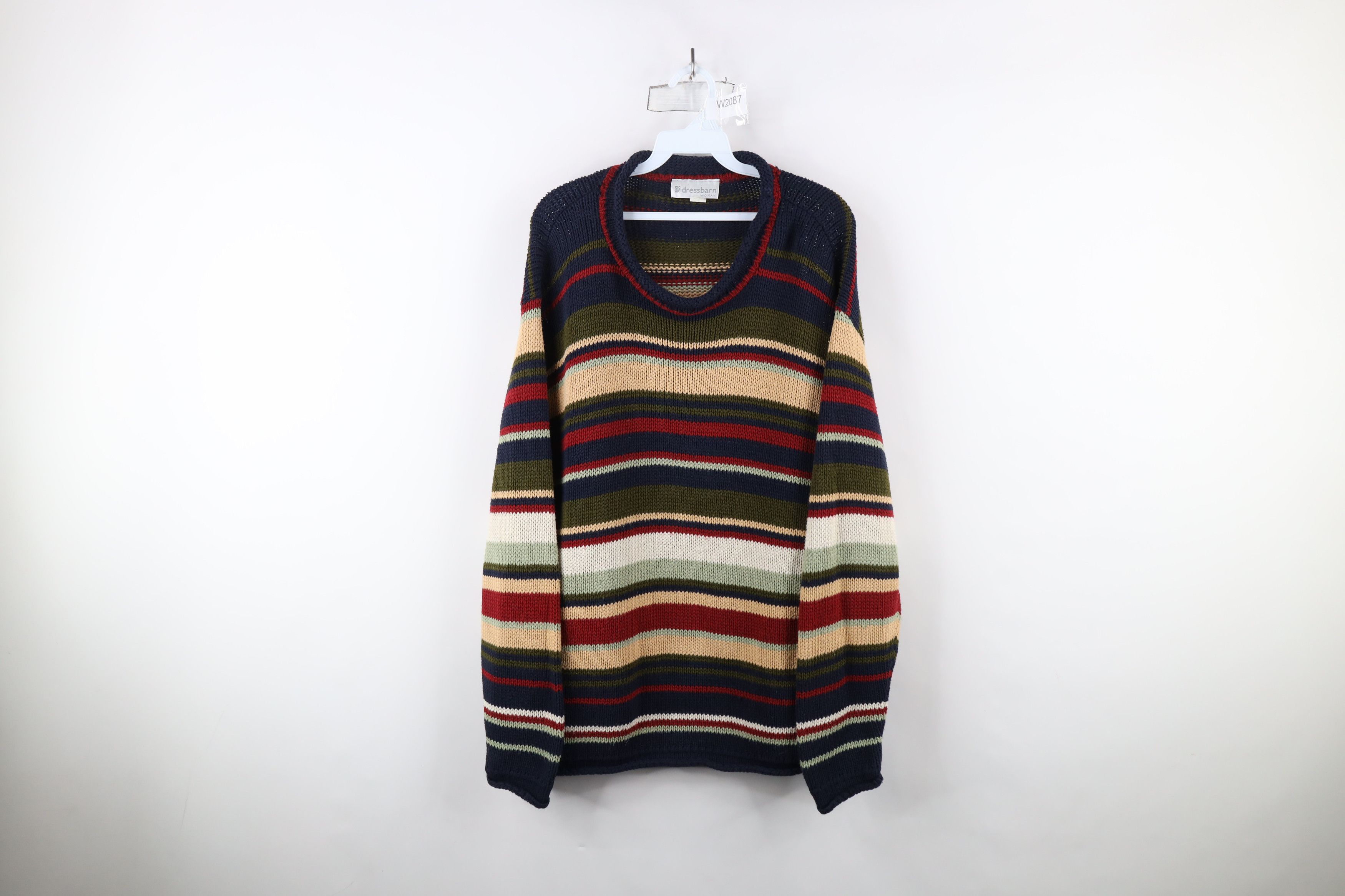 Vintage Vintage 90s Streetwear Striped Marled Knit Sweater USA Size 3XL / US 20-22 - 1 Thumbnail
