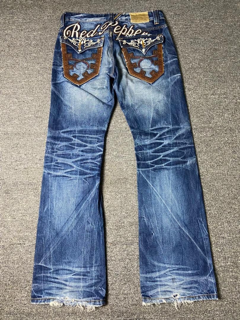 Japanese Brand 🔥Vintage RED PEPPER Distressed Denim Jeans🔥 (136) Size US 34 / EU 50 - 1 Thumbnail