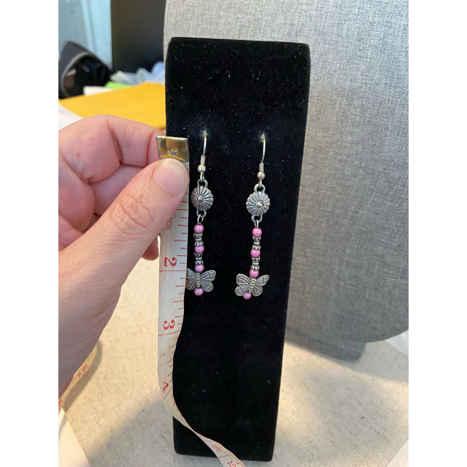 Other Pink butterfly earrings silver tone Size ONE SIZE - 3 Thumbnail