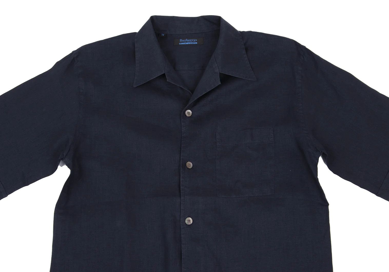 Burberry Linen Short Sleeve Open Collar Shirt in Navy M Size US M / EU 48-50 / 2 - 2 Thumbnail