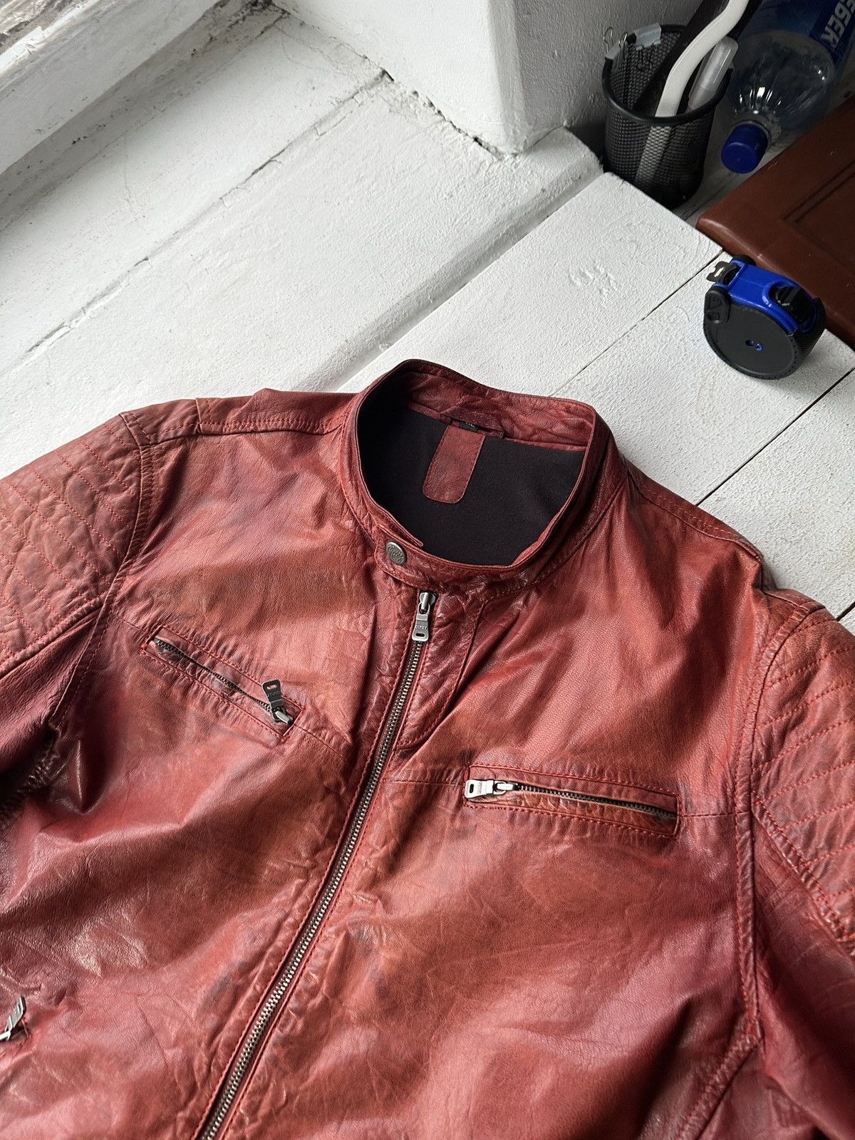 Gypsy 🚨VNTG LEATHER JACKET AVANT GARDE ASYMMETRICAL BROWN MOTO Size US XL / EU 56 / 4 - 3 Thumbnail