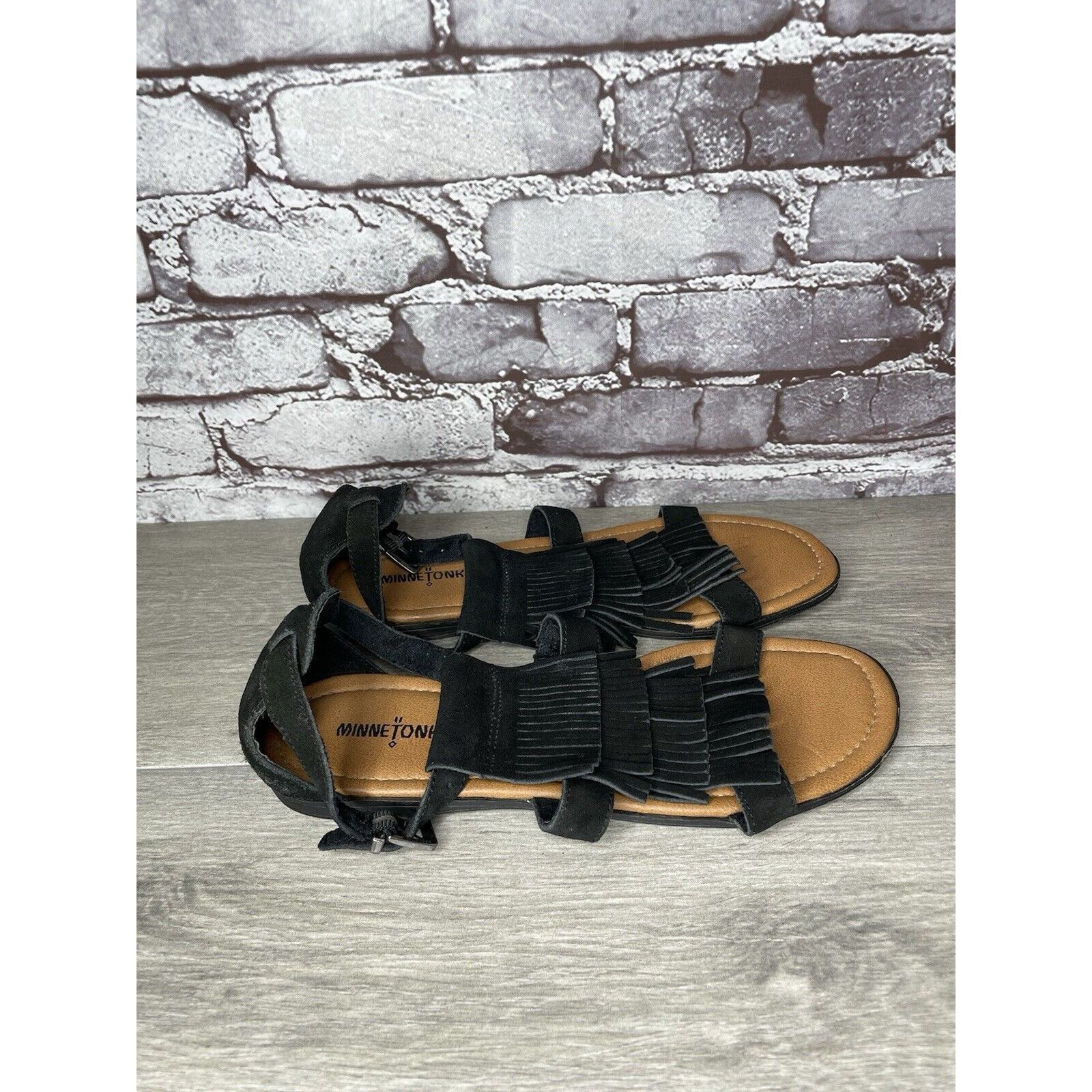Minnetonka Minnetonka Maui 71302 Black Suede Leather Ankle Strap Flats Size US 10 / IT 40 - 23 Thumbnail