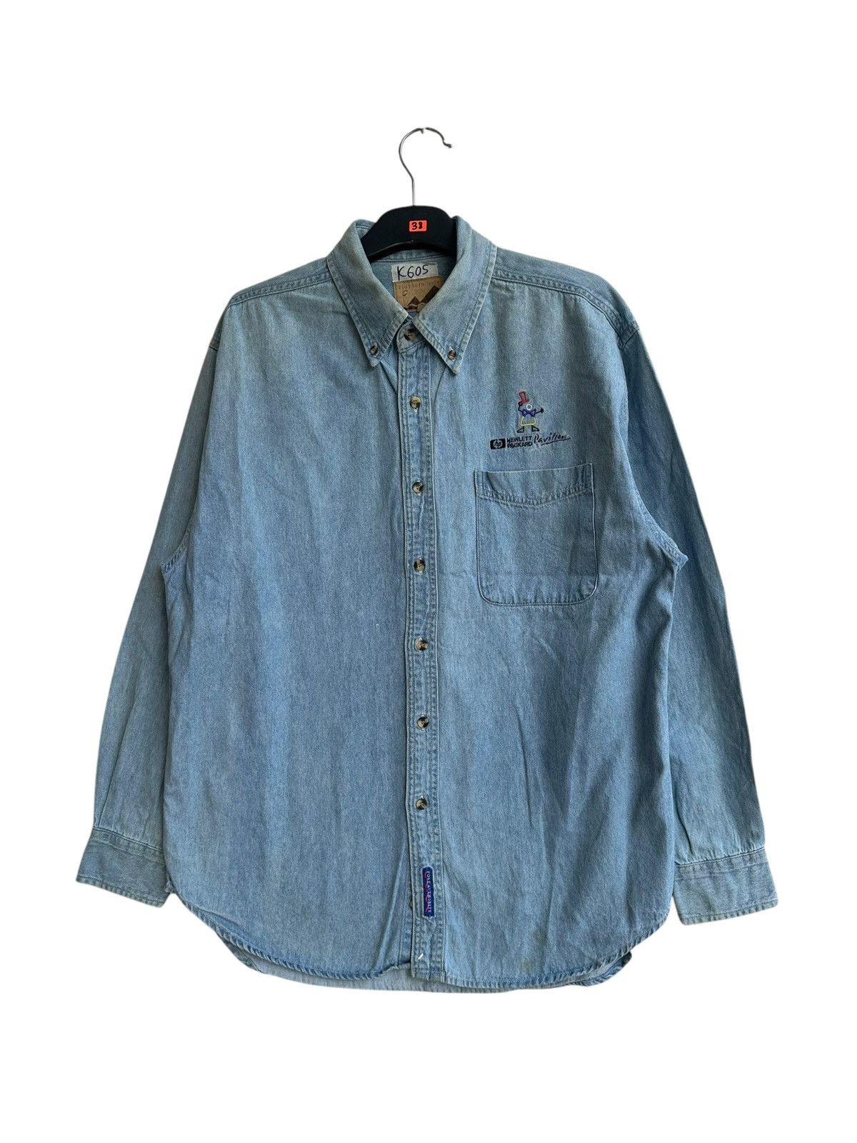 Japanese Brand Vintage HP Computer Chambray Shirt Size US M / EU 48-50 / 2 - 1 Thumbnail