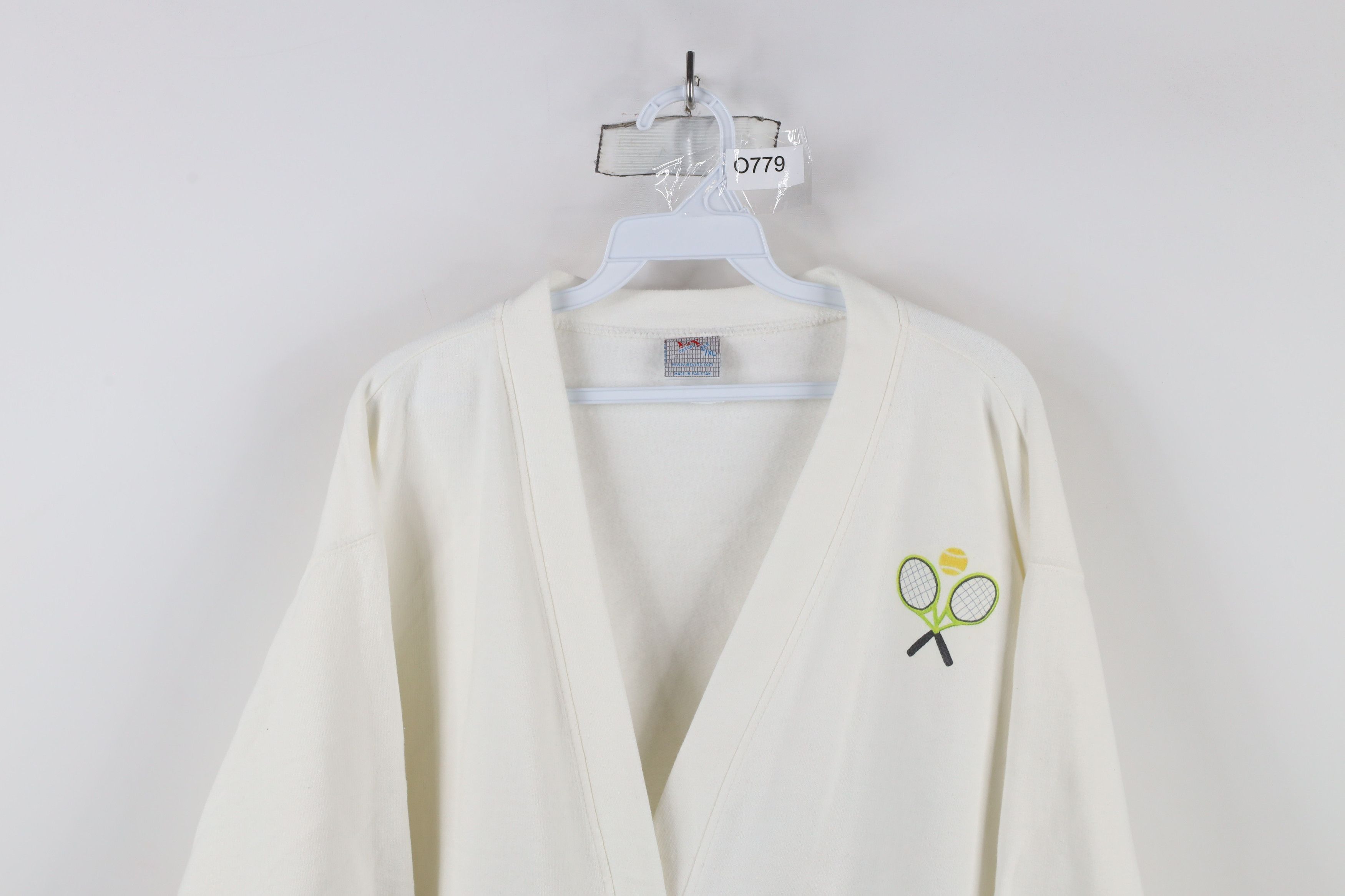Vintage Vintage 90s Streetwear Button Cardigan Sweatshirt White Size L / US 10 / IT 46 - 2 Thumbnail
