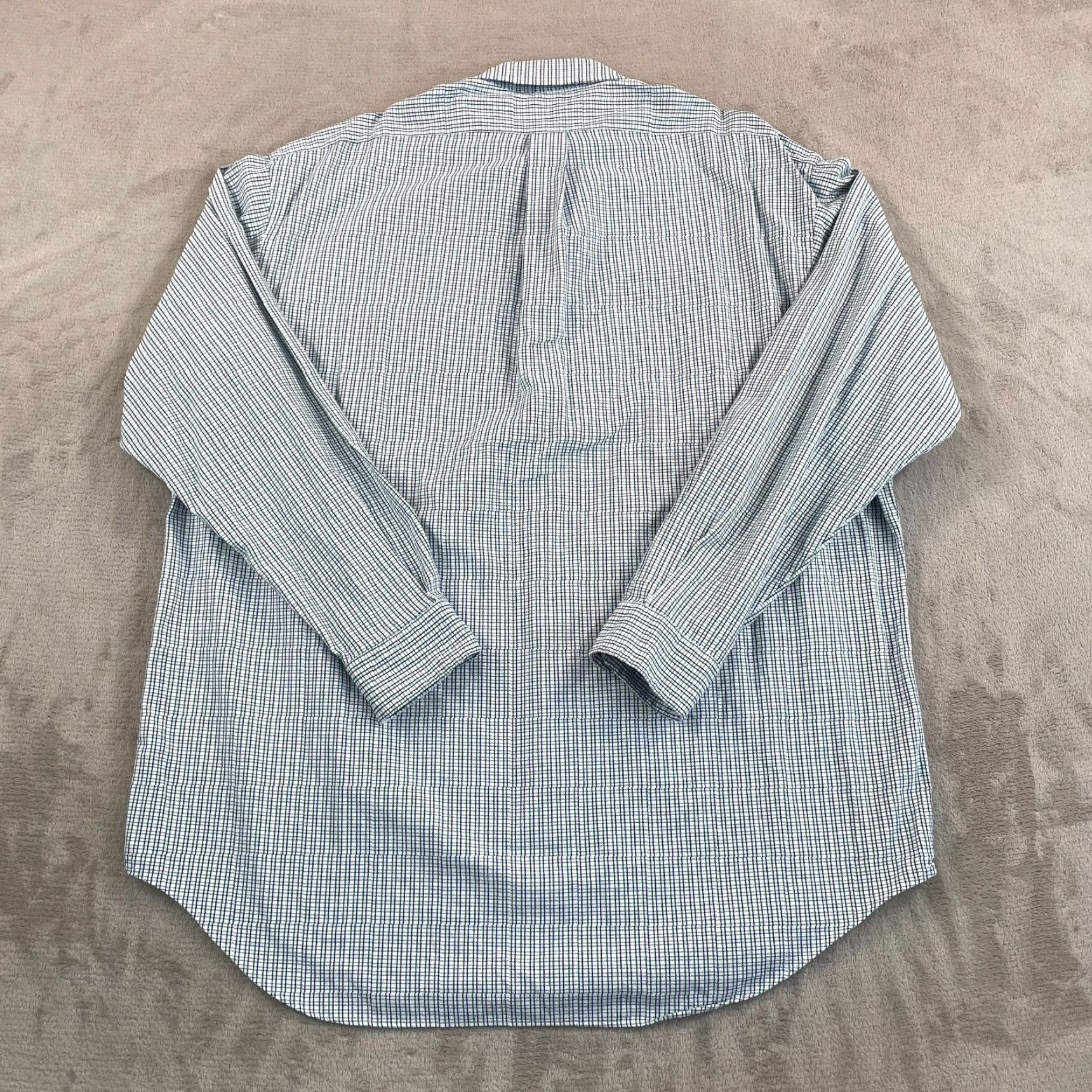 VINTAGE Polo Ralph Lauren Oxford BIG SHIRT Men Large Blue Green Plaid Pony Preppy Shirt
