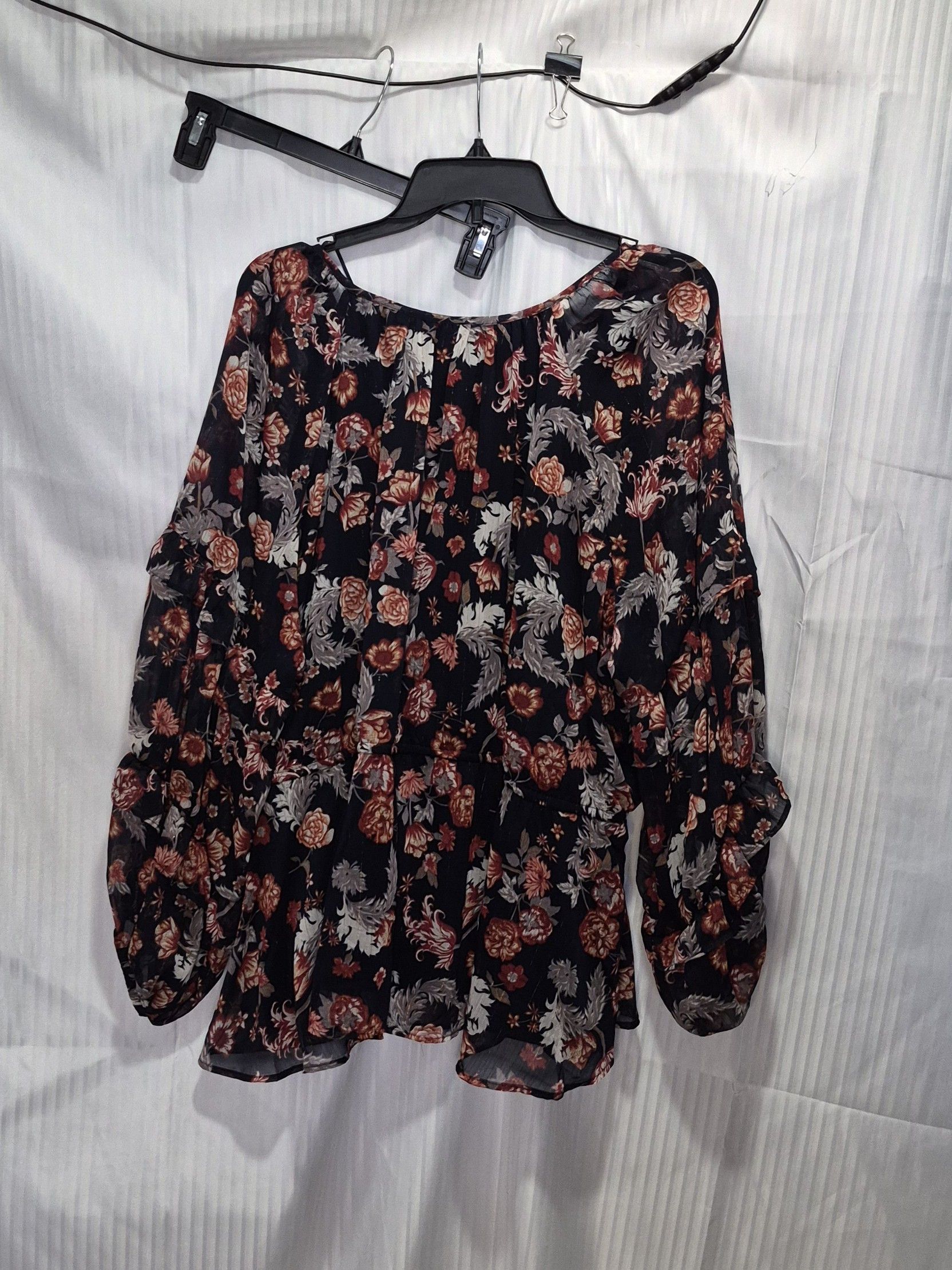 Other Maurices 3X Navy Blue Floral Tie-Neck Peasant Top NWT Size 3XL / US 20-22 - 8 Thumbnail