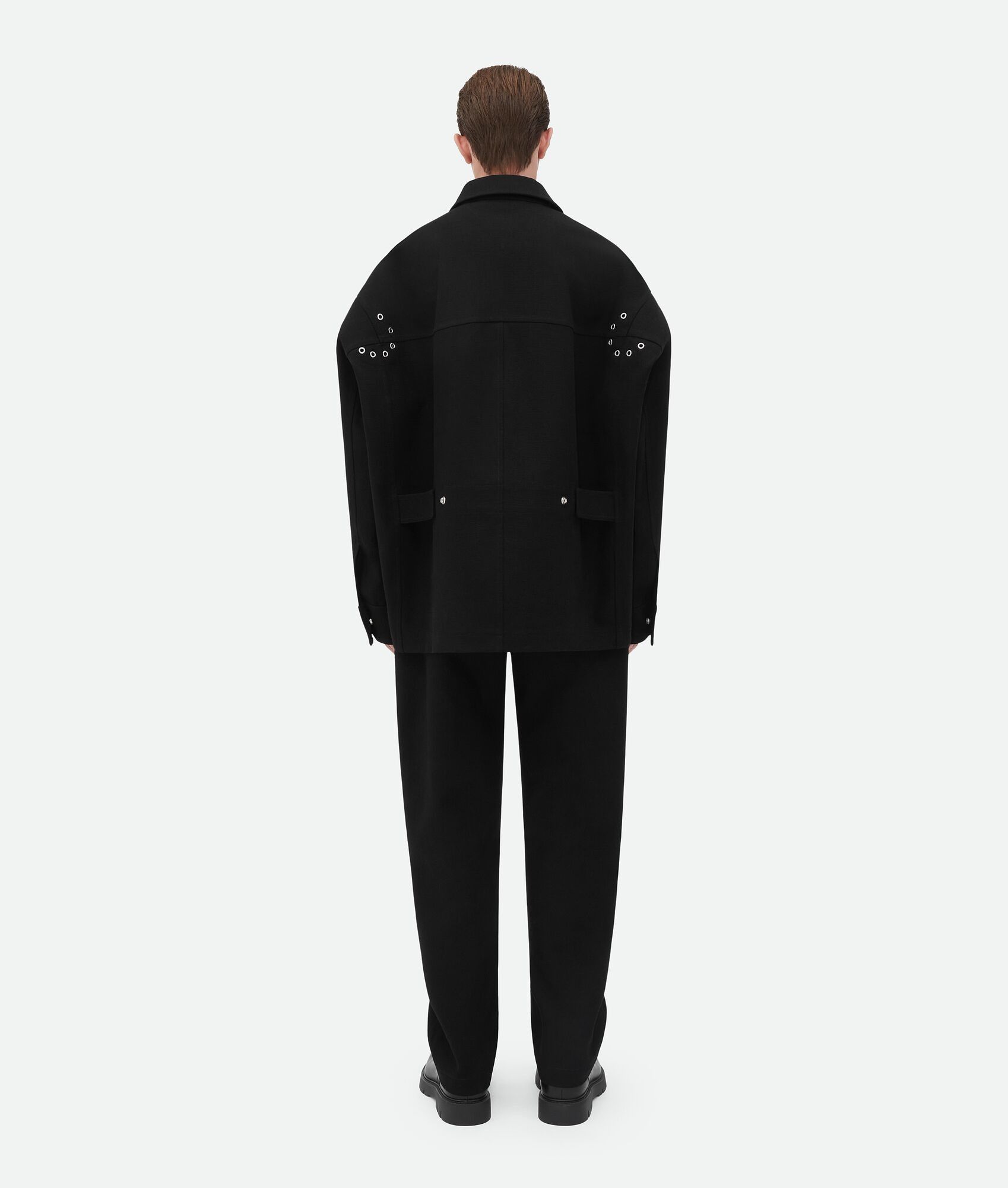 Bottega Veneta o1w1db10825 Bonded Cotton Wool Blouson Jacket in Black/Navy Size US L / EU 52-54 / 3 - 3 Thumbnail