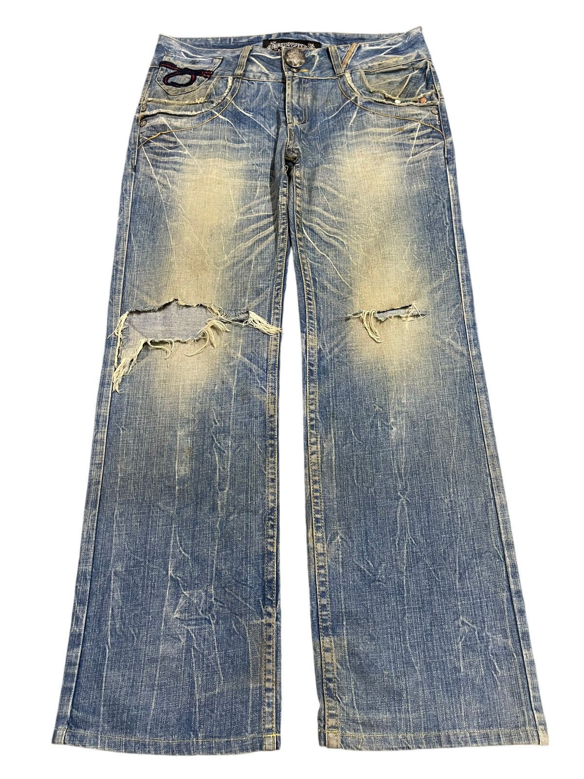 14th Addiction Vintage Japanese Brand Mud Wash Distressed Style Loose Jeans Size US 38 / EU 54 - 1 Thumbnail