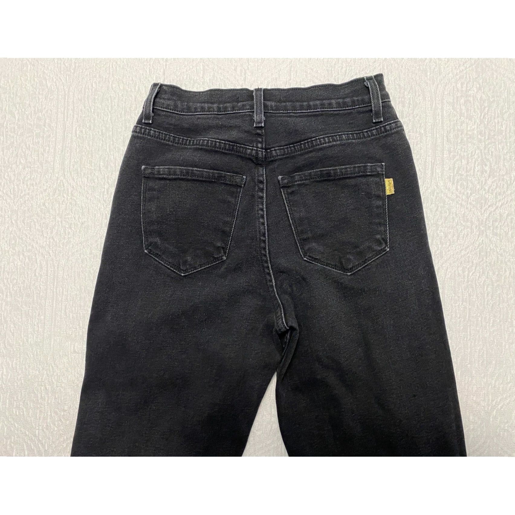Vintage VIBRANT MIU Jeans Black Distressed Ripped High Rise Straight Leg 3 Juniors Women's USA Made Size 26" / US 2 / IT 38 - 3 Thumbnail