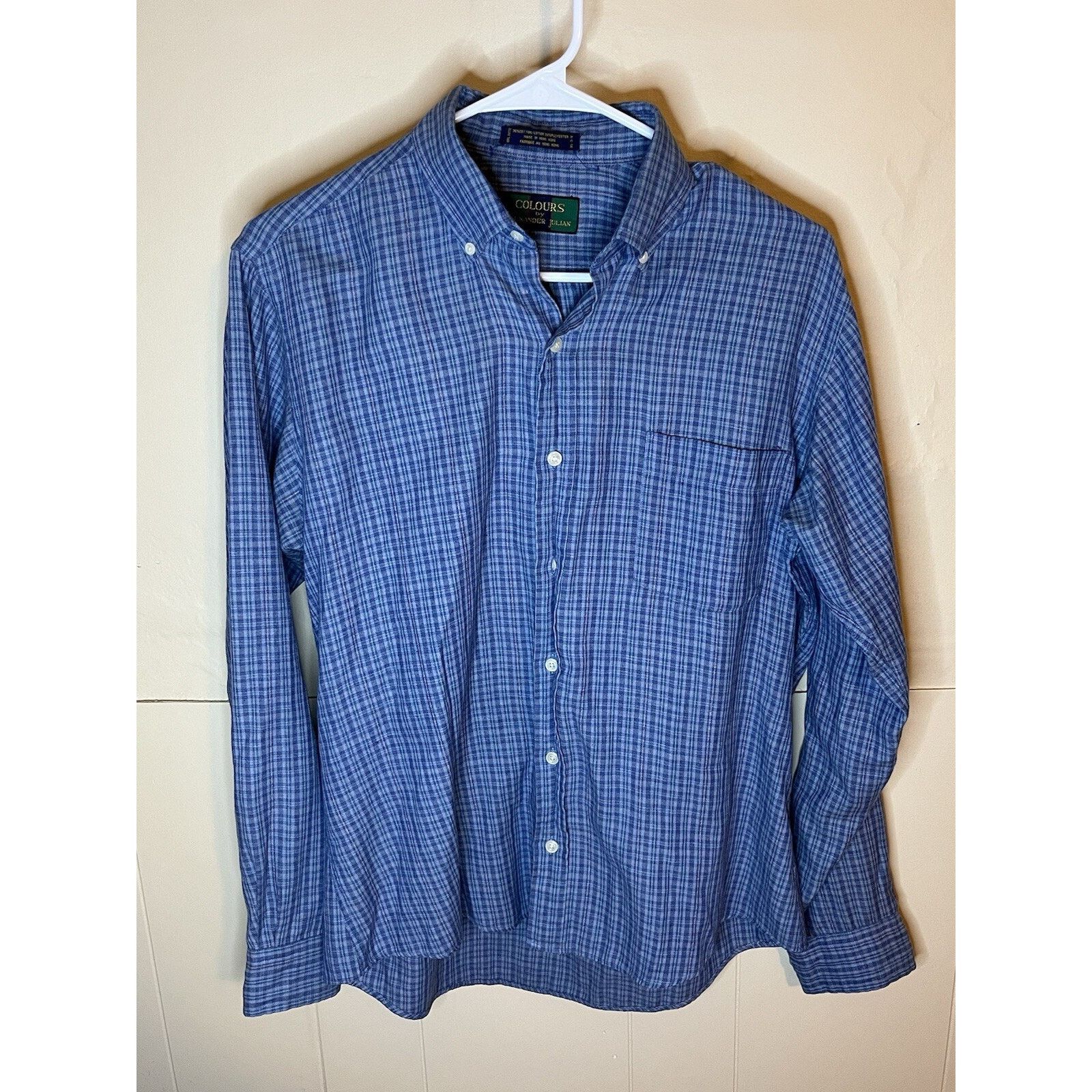 Alexander Julian Alexander Julian Colours Mens Medium Blue Plaid Dress Shirt Size US M / EU 48-50 / 2 - 1 Thumbnail