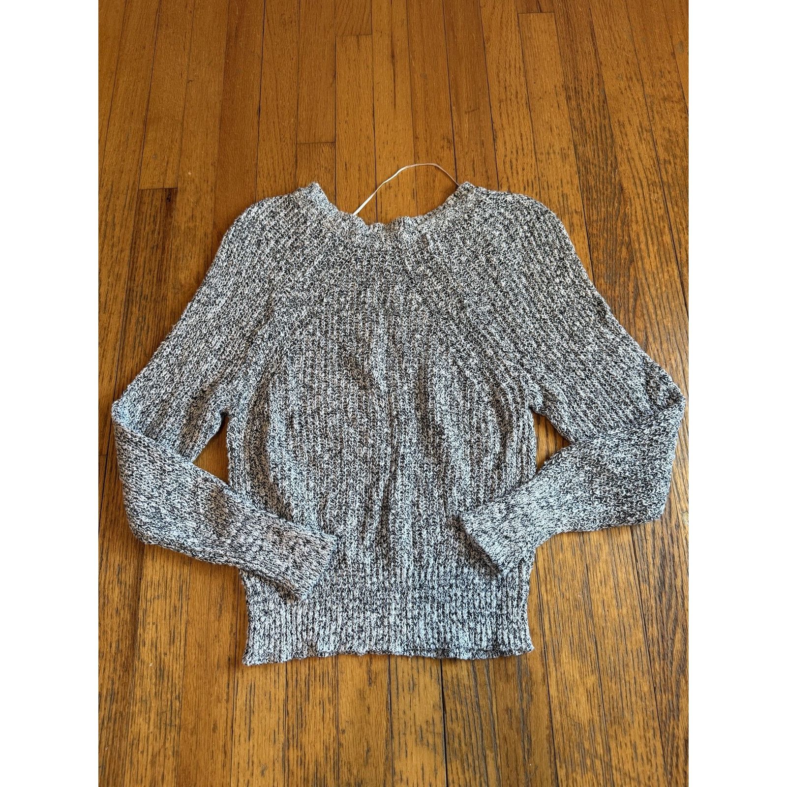 Free People Free People Sweater XS Black White Marled Ribbed Crewneck Size XS / US 0-2 / IT 36-38 - 6 Thumbnail