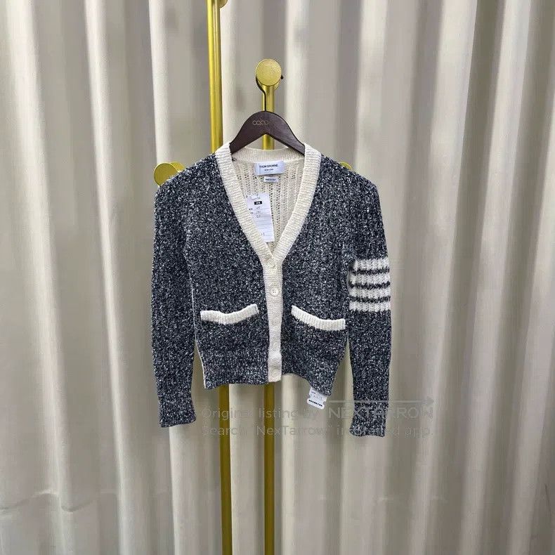 Thom Browne Thom Browne White and Black Color Block Openwork Knit Card Size XS / US 0-2 / IT 36-38 - 1 Thumbnail