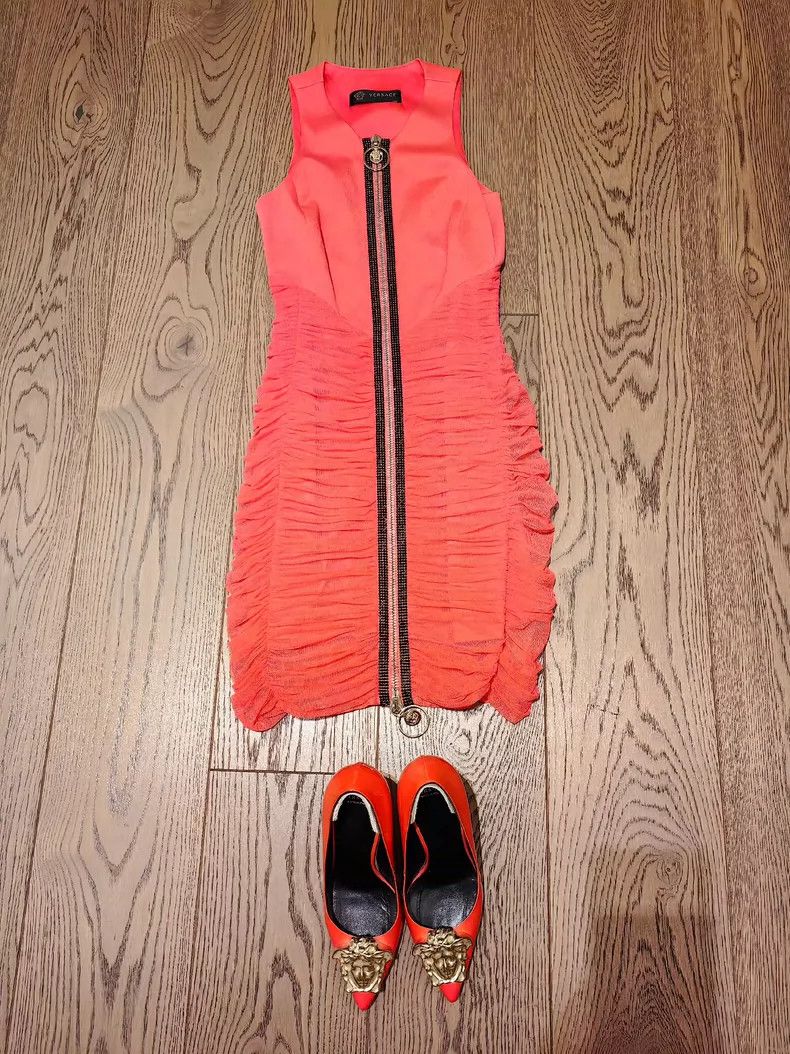 Versace Versace Watermelon red dress Size S / US 4 / IT 40 - 4 Thumbnail