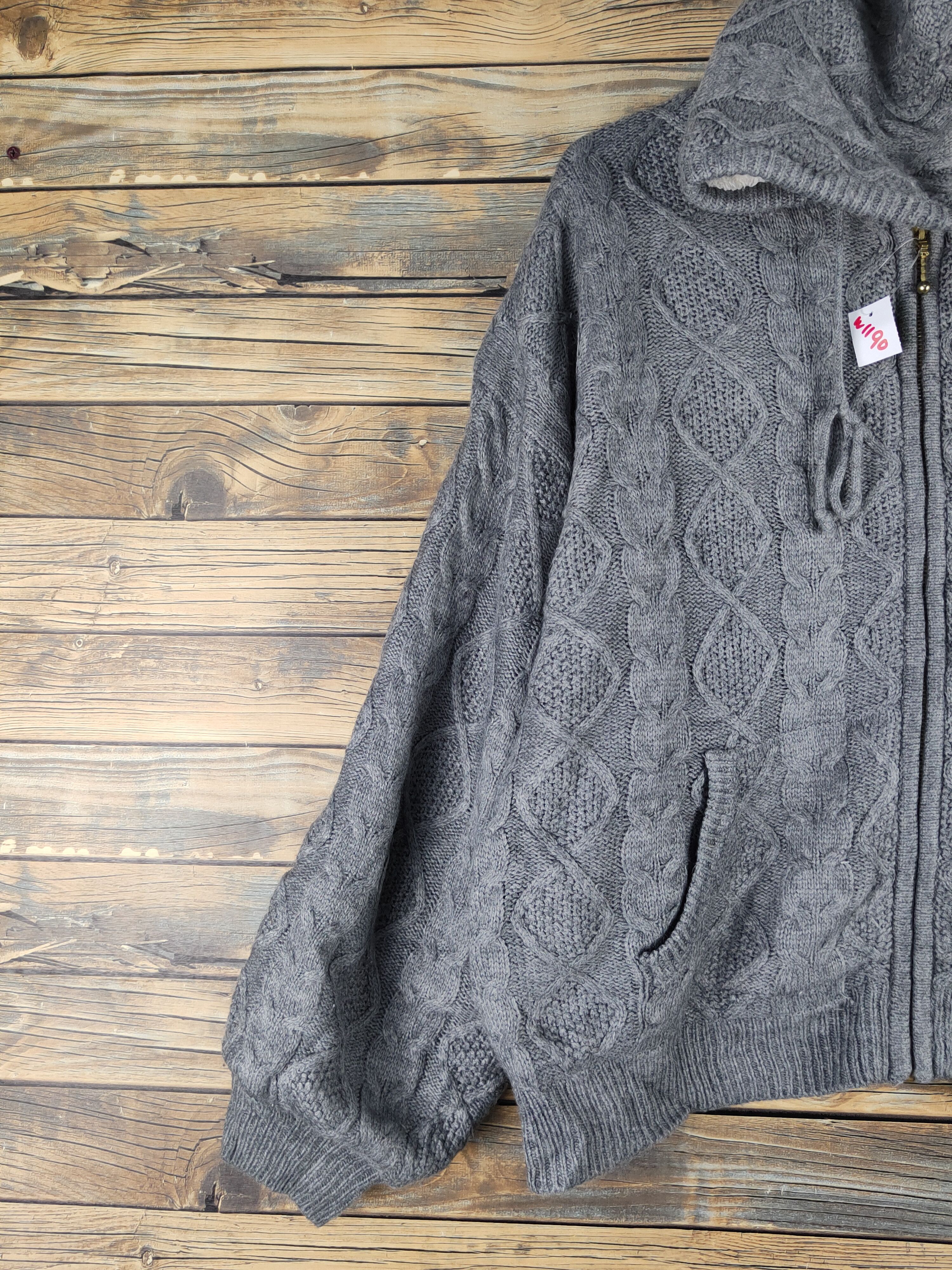 Aran Isles Knitwear Maca Dark Gray Hoodie Knitwear Sweaters #W1190 Size US L / EU 52-54 / 3 - 3 Thumbnail
