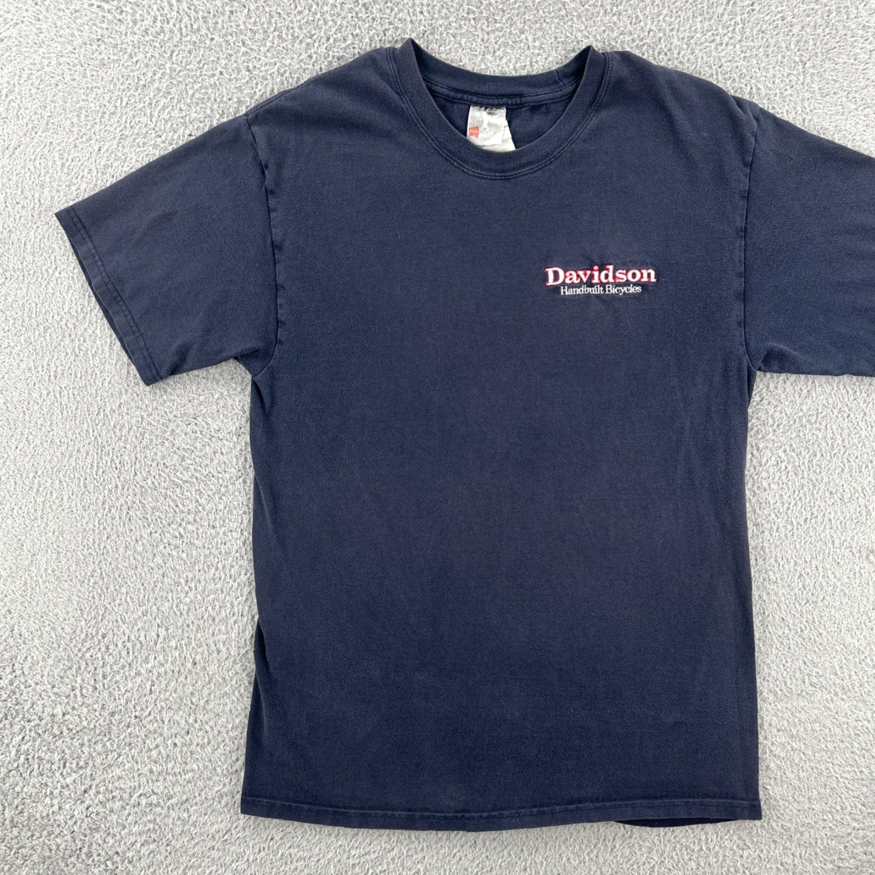 Hanes VINTAGE Hanes Beefy-T T-Shirt Blue Embroidered Davidson Handbuilt Bicycles Men Medium Size US M / EU 48-50 / 2 - 3 Thumbnail