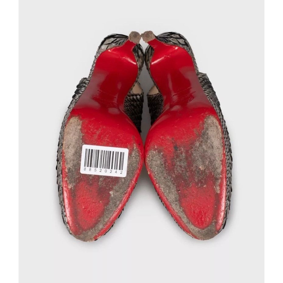 Christian Louboutin Christian Louboutin Silver Snakeskin Slingback Heels 37 Size US 7 / IT 37 - 5 Thumbnail
