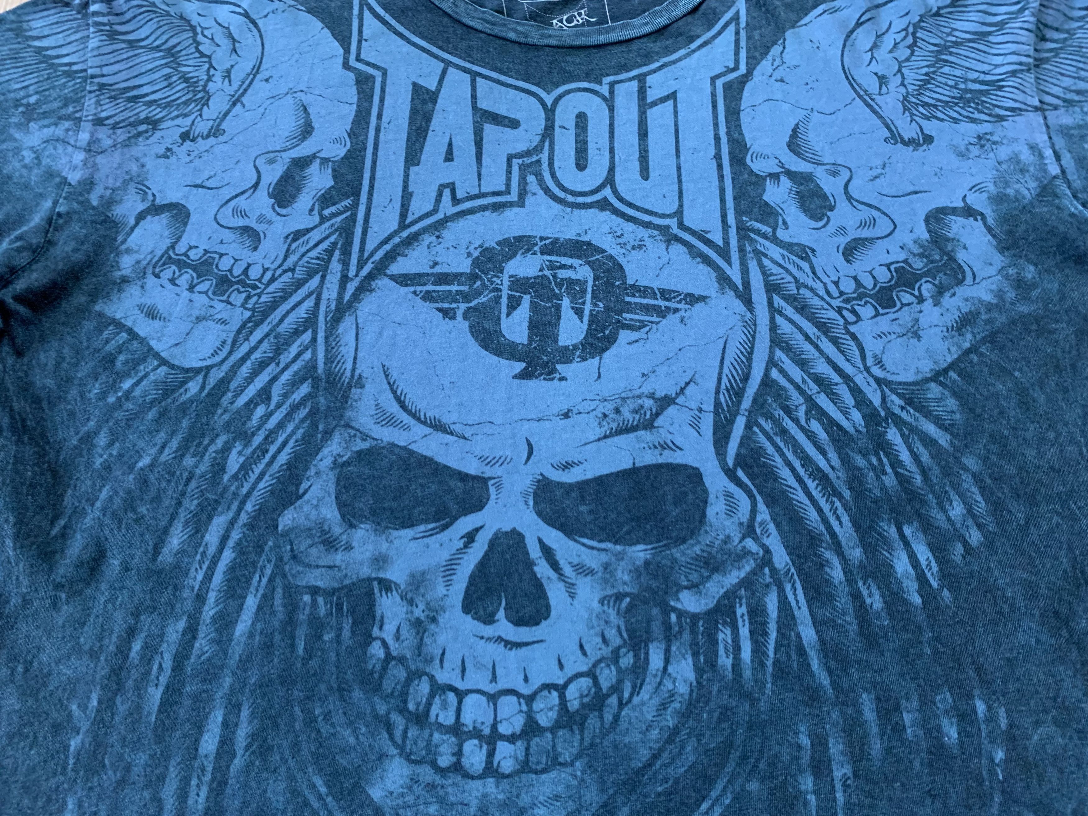 Affliction × Tapout Tapout Black Affliction Skull Rare All Over Print T Shirt Size US XL / EU 56 / 4 - 6 Thumbnail