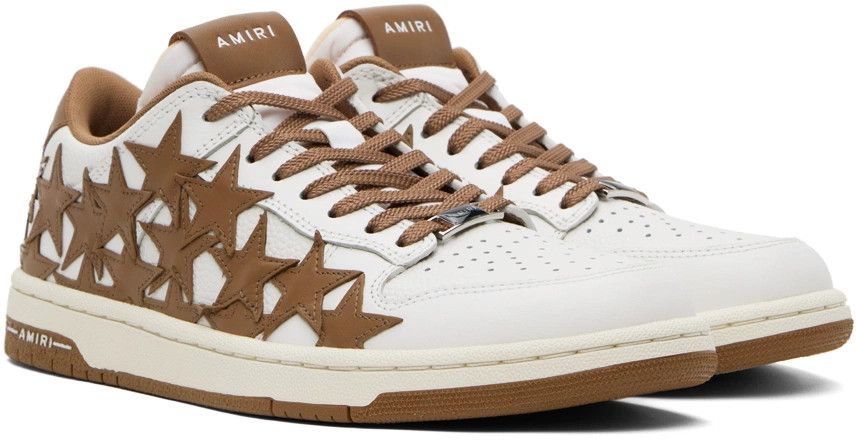 Amiri o1s1wg110325 Stars Low -Top Sneakers in White/Brown Size US 9 / EU 42 - 4 Thumbnail