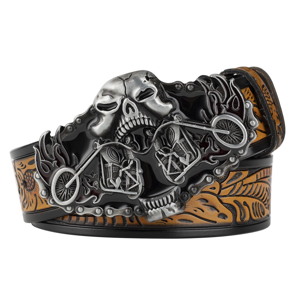 Designer Skull Retro Vintage Belt Riveted Belts Menswear Accessories Size ONE SIZE - 1 Thumbnail