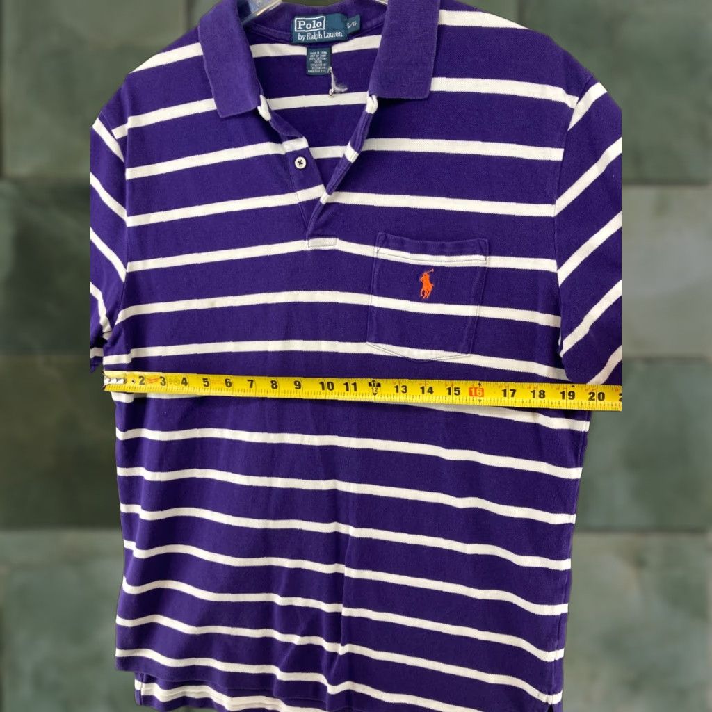 Polo Ralph Lauren VINTAGE Polo Ralph Lauren Mens Shirt Large Purple Stripe Pocket Pony Size US L / EU 52-54 / 3 - 1 Thumbnail