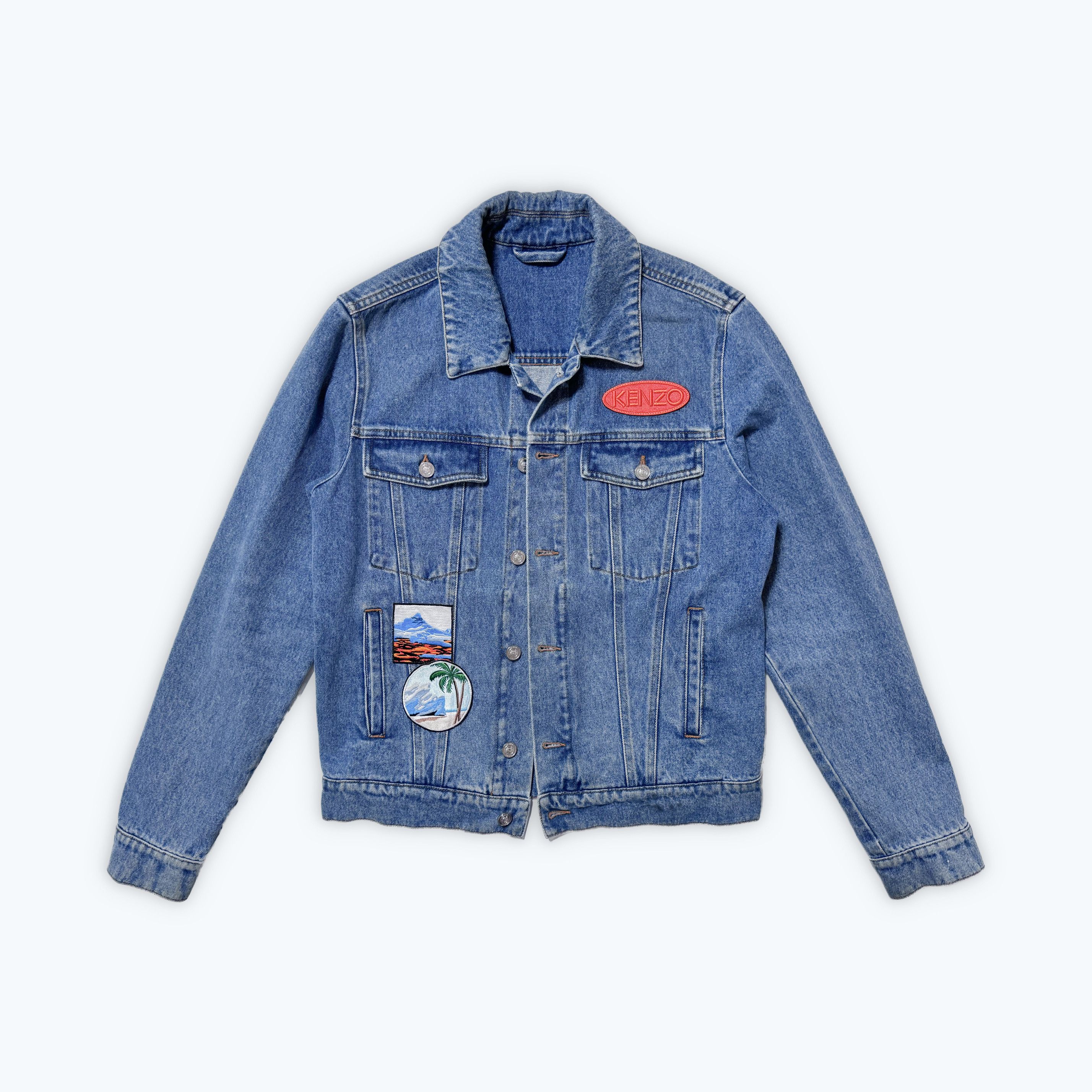 Kenzo Kenzo Medium Wash Denim Jacket with Patches Size US M / EU 48-50 / 2 - 1 Thumbnail
