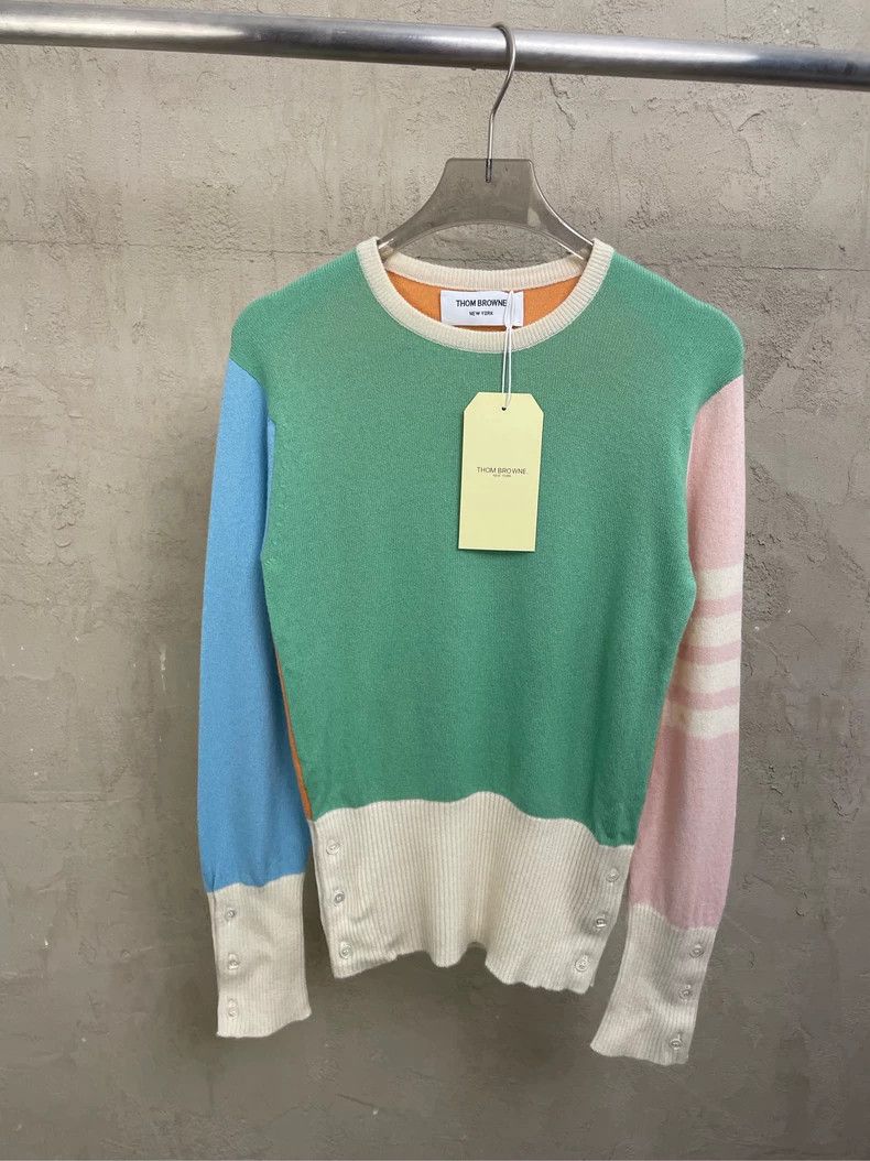 Thom Browne Thom browne Color block four-striped round-neck pure cashme Size US XS / EU 42 / 0 - 1 Thumbnail