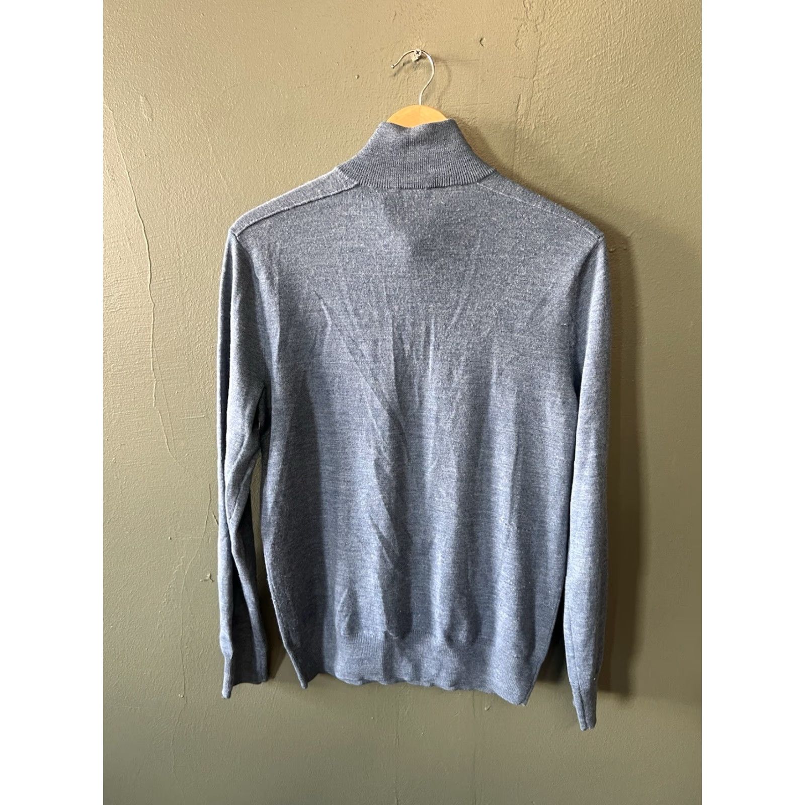 Gap Gap Sweater Mens S Blue Wool Pullover 1/4 Zip Mock Neck Zipper Solid All Seasons Long Sleeve Size US S / EU 44-46 / 1 - 2 Thumbnail
