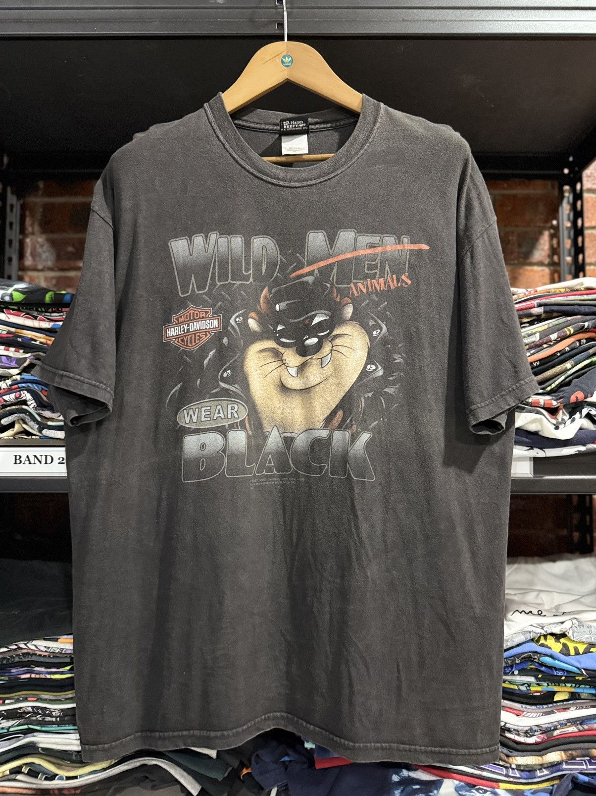 Harley Davidson Vintage Harley Davison Wild Animals Black Taz Faded Tee Size US XL / EU 56 / 4 - 1 Thumbnail