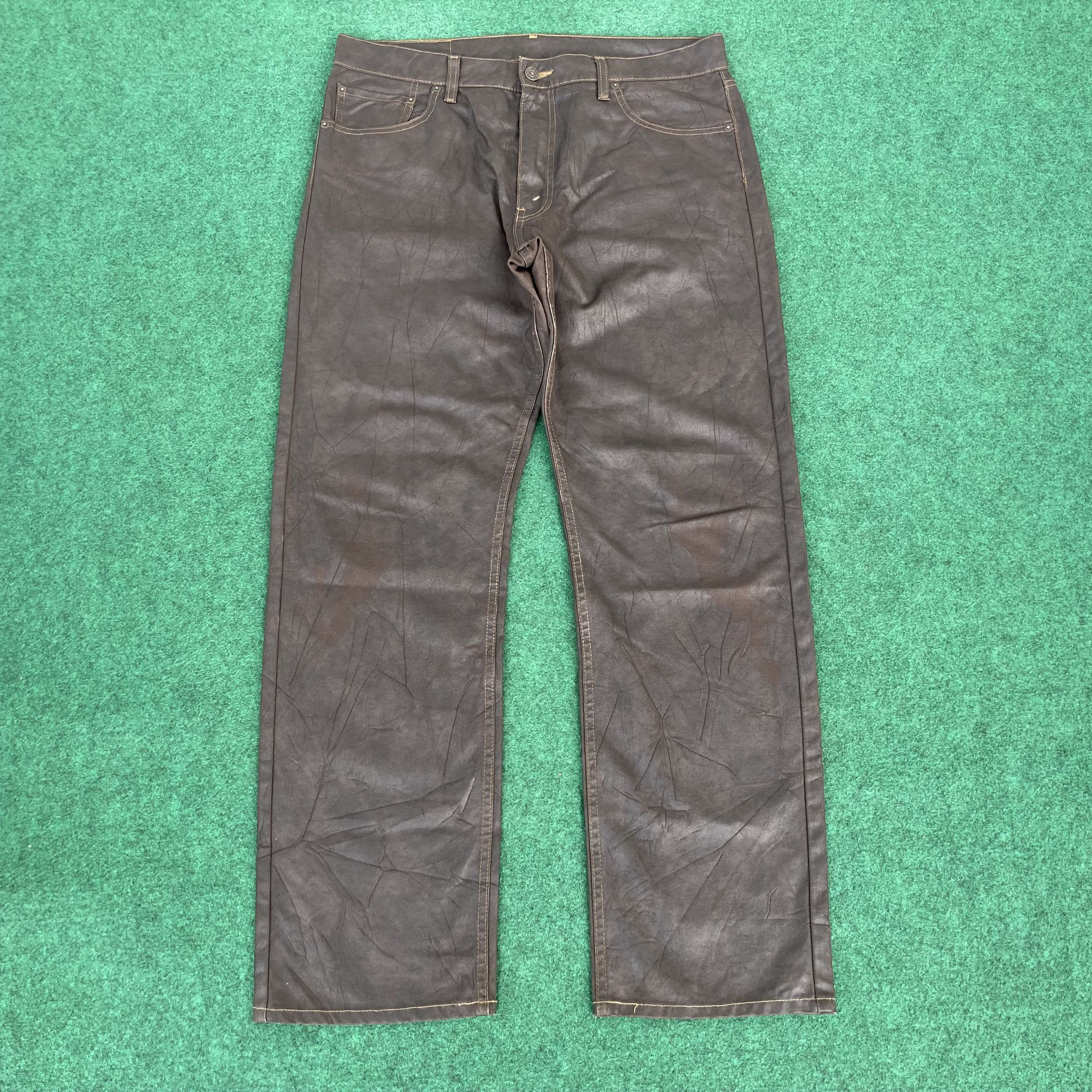 Levi's × Vintage Vtg 35x31 Levis 505 Wax Coated Sz 35 Waxed Coated Jeans Size US 35 - 1 Thumbnail