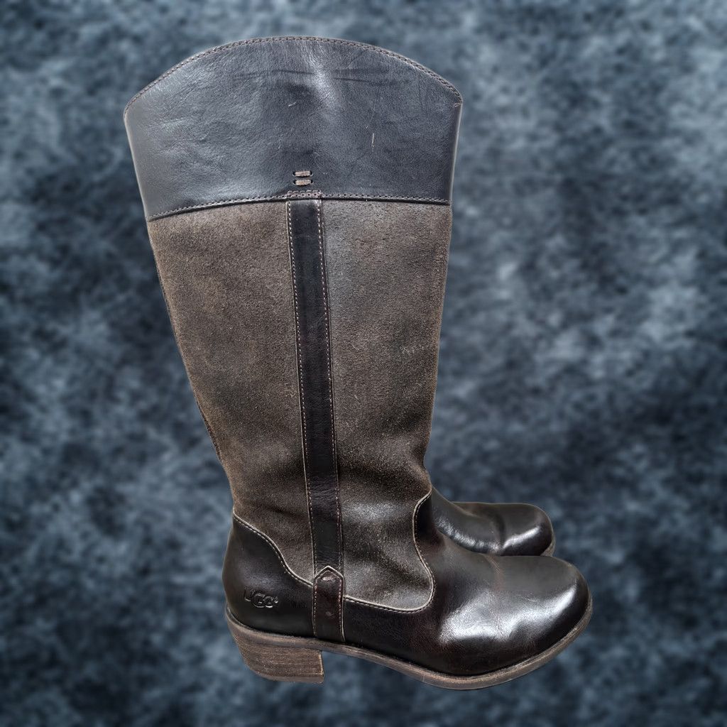 Ugg UGG Boots Womens 7.5 Tall Brown Leather Suede Pull On Mid-Calf Leather Lining Leather Insole Leather Outsole 1008719 U1 Women Boot Size US 8 / IT 38 - 1 Thumbnail