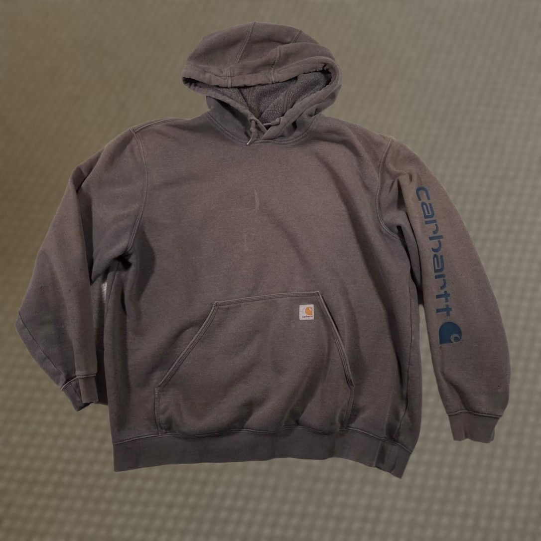 Carhartt VINTAGE Carhartt Sweatshirt Hoodie Mens 2XL Gray Original Fit Sleeve Logo Workwear Pullover Hooded Pockets Lined Graphic Print Size US XXL / EU 58 / 5 - 1 Thumbnail
