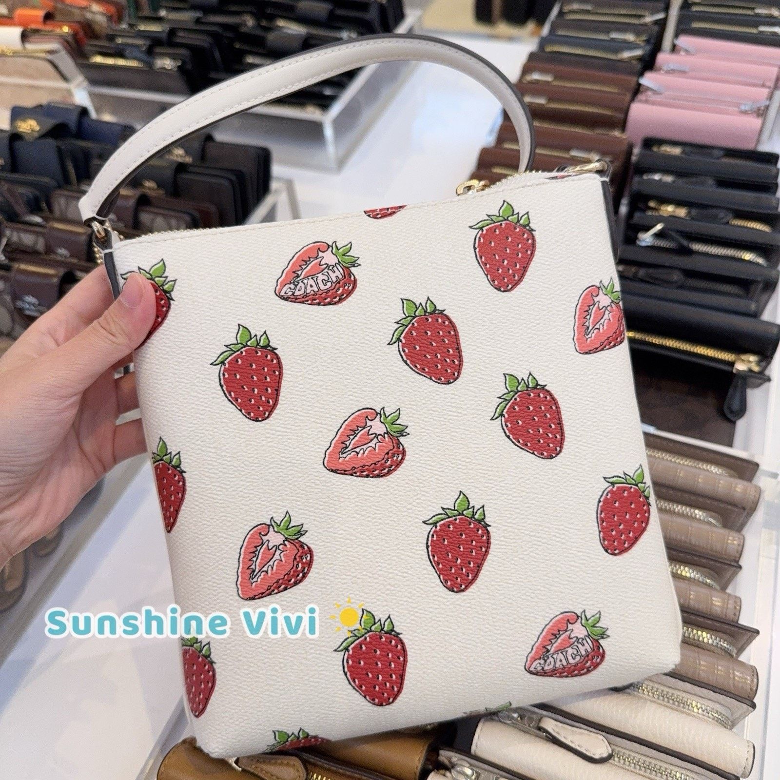Coach NWT Coach Mini Rowan File Bag Strawberry CAQ09 Gold/Chalk Size ONE SIZE - 4 Thumbnail