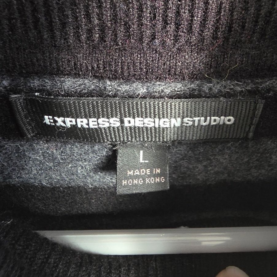 Express Express Design Gray & Black Striped Short Sleeve Sweater - L Size L / US 10 / IT 46 - 4 Thumbnail