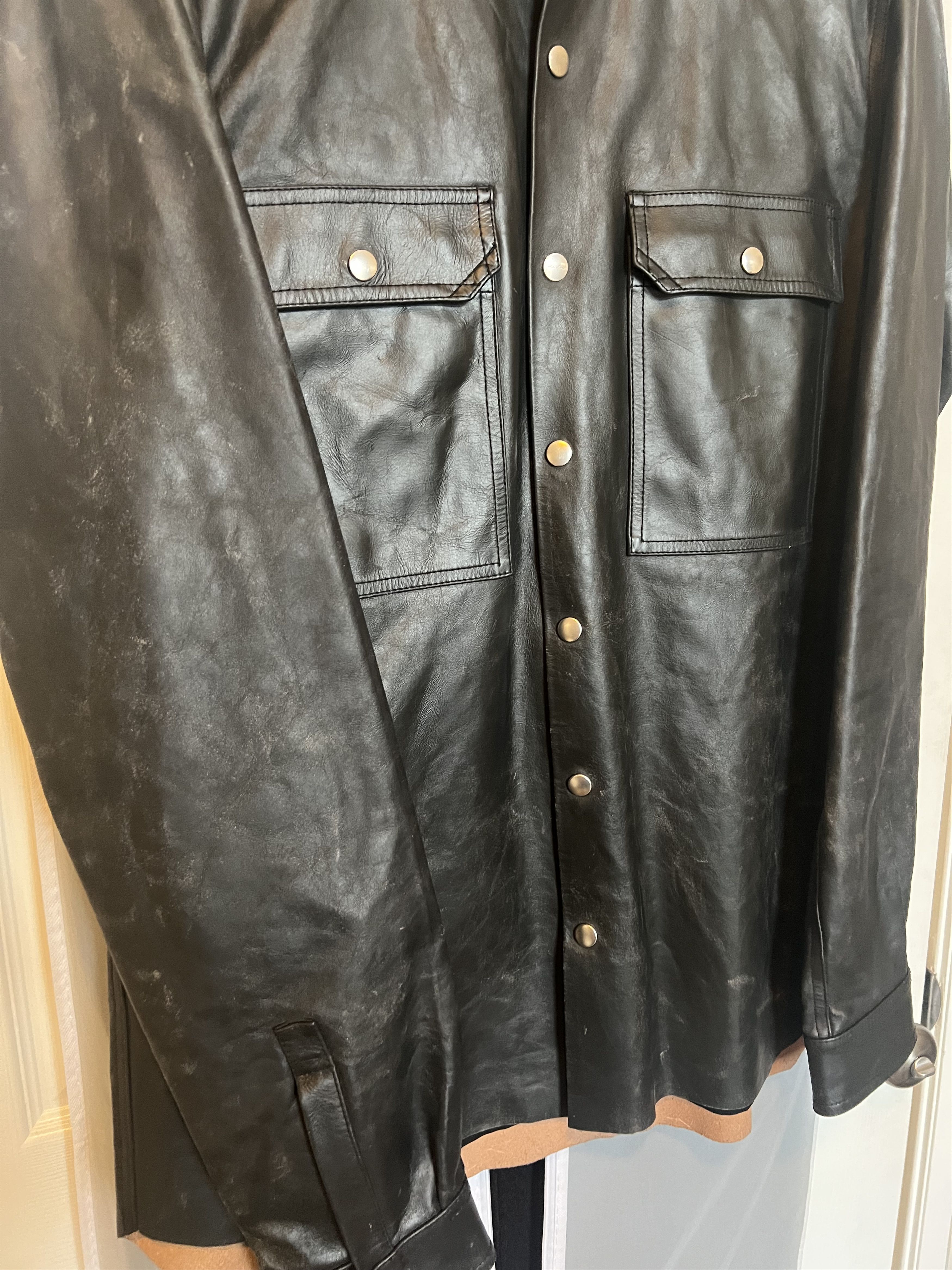 Rick Owens RO SS25 Hollywood LTP Tamponato Black Leather Jacket sz 50 Size US L / EU 52-54 / 3 - 2 Thumbnail