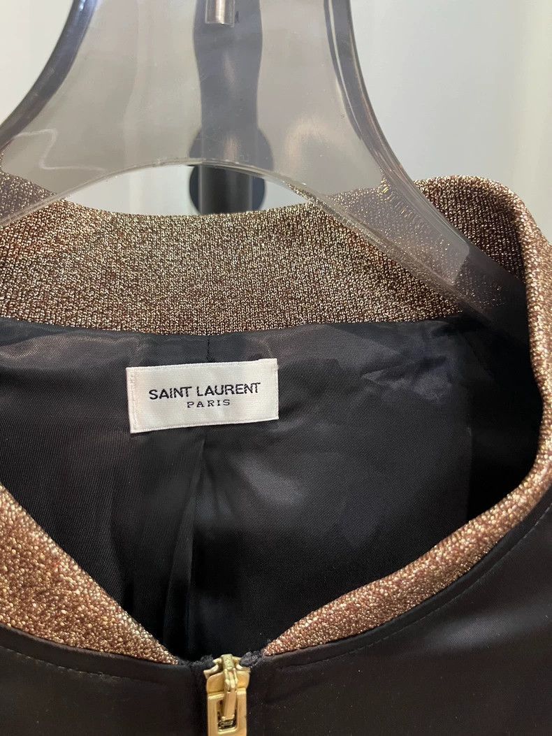 Saint Laurent Paris Saint Laurent Paris Saint Laurent Black Satin Bomber Jacke Size XXS / US 00 / IT 34 - 2 Thumbnail