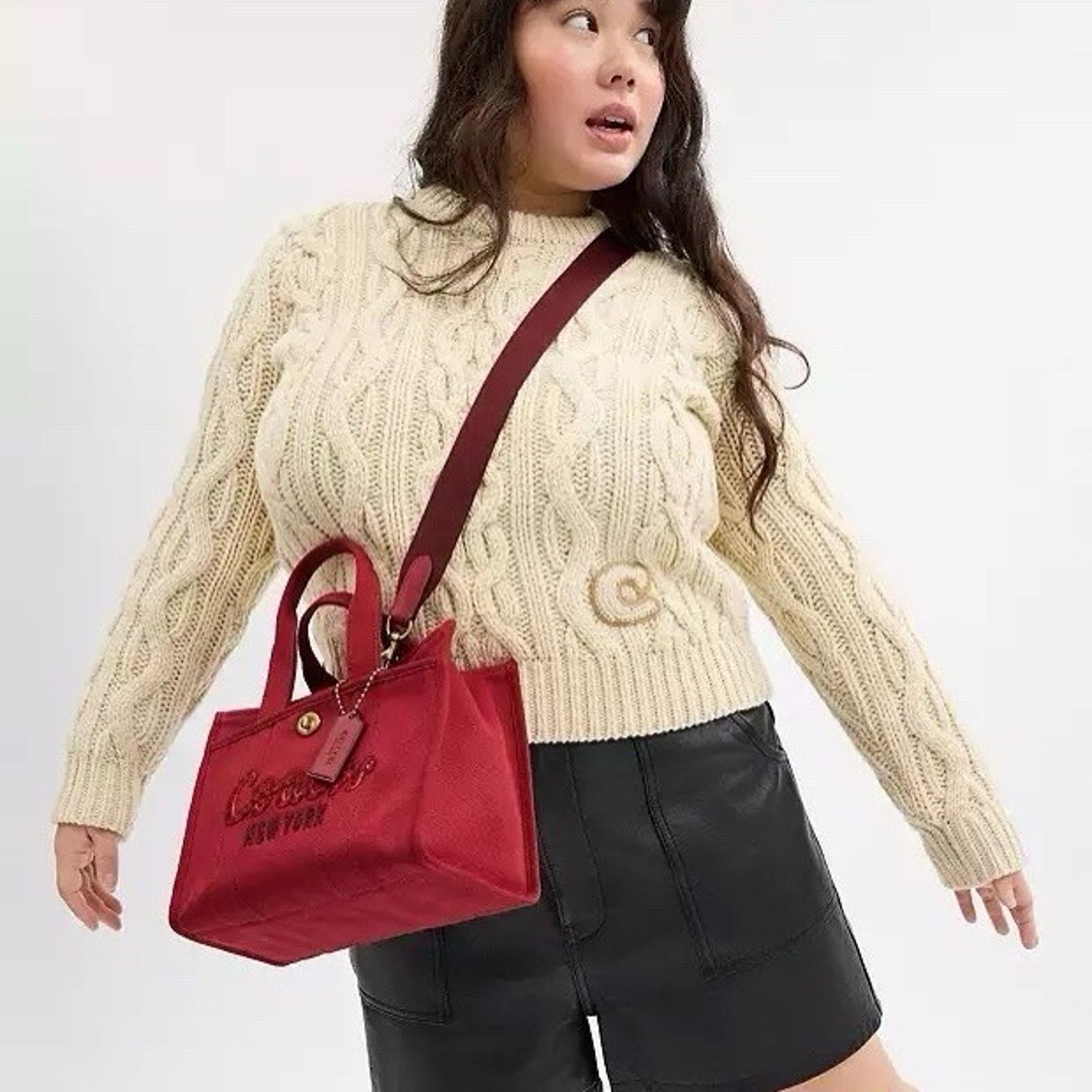 Coach NWT Coach New Year Cargo Tote, Bag Snake Logo Brass/Ruby Size ONE SIZE - 15 Thumbnail