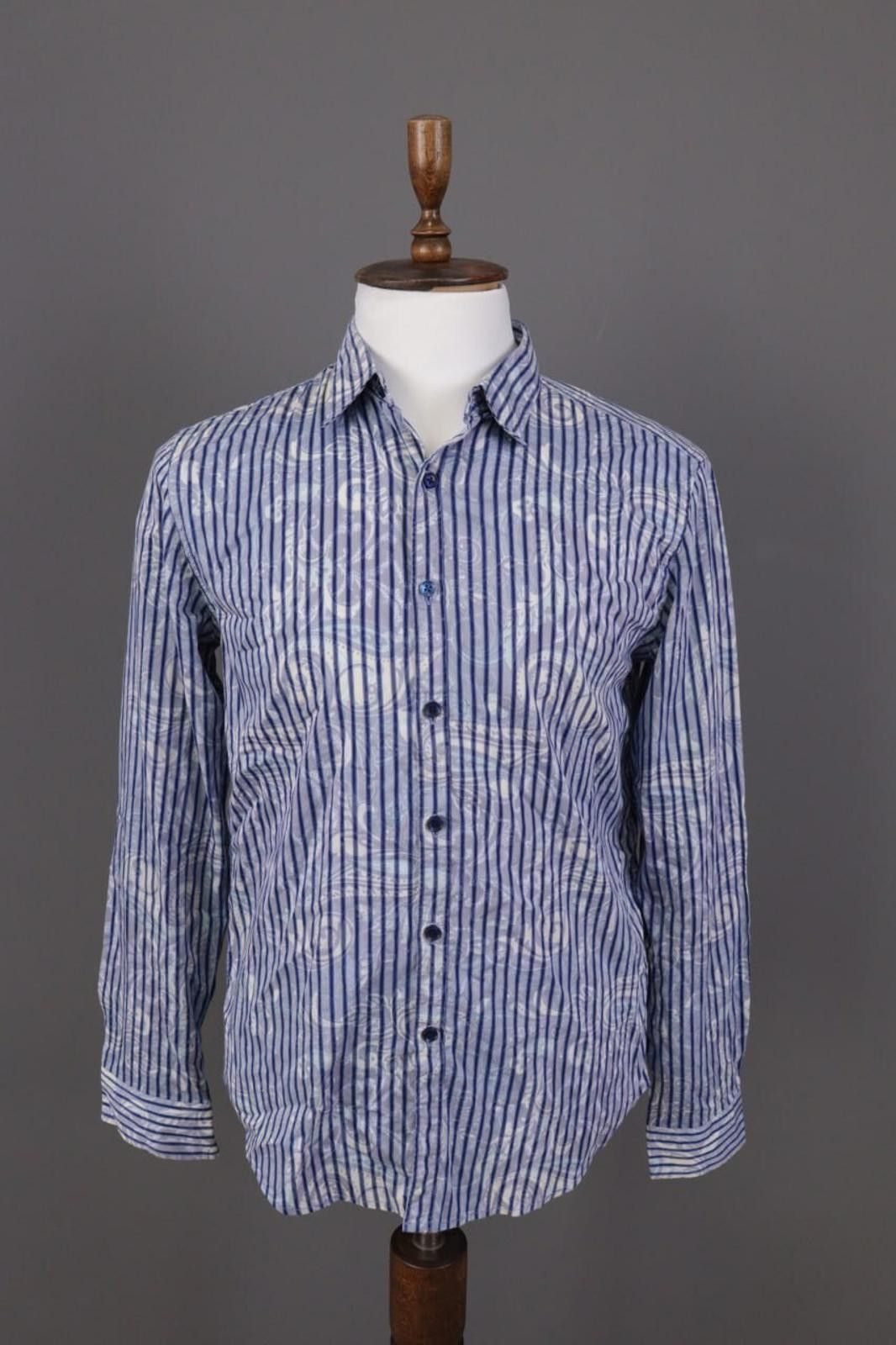 Desigual Desigual Regular Blue Striped Jasquard Down Shirt Size L Size US L / EU 52-54 / 3 - 1 Thumbnail