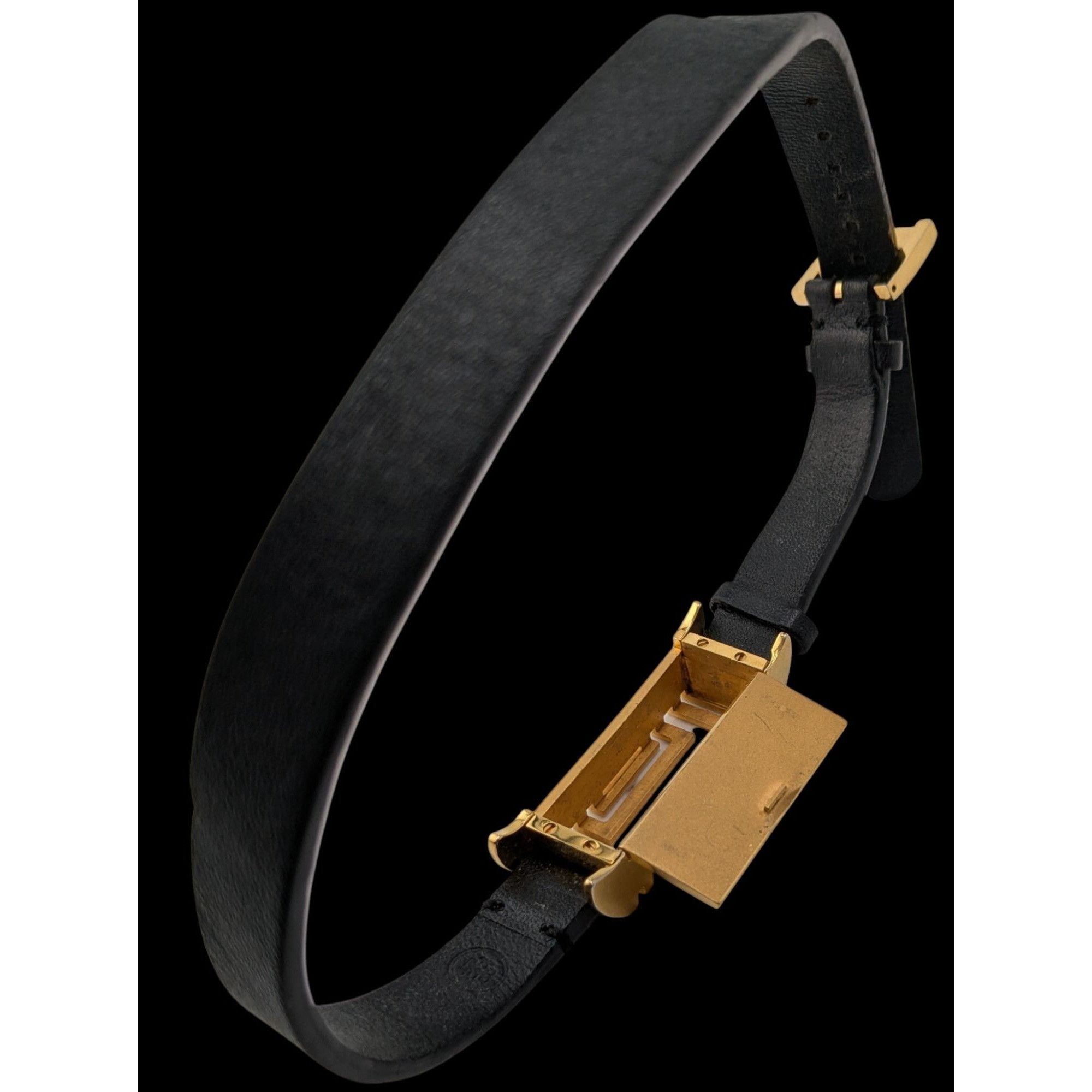 Tory Burch Tory Burch Gold Tone & Black Leather Fitbit Holder Wrap Brac Size ONE SIZE - 5 Thumbnail