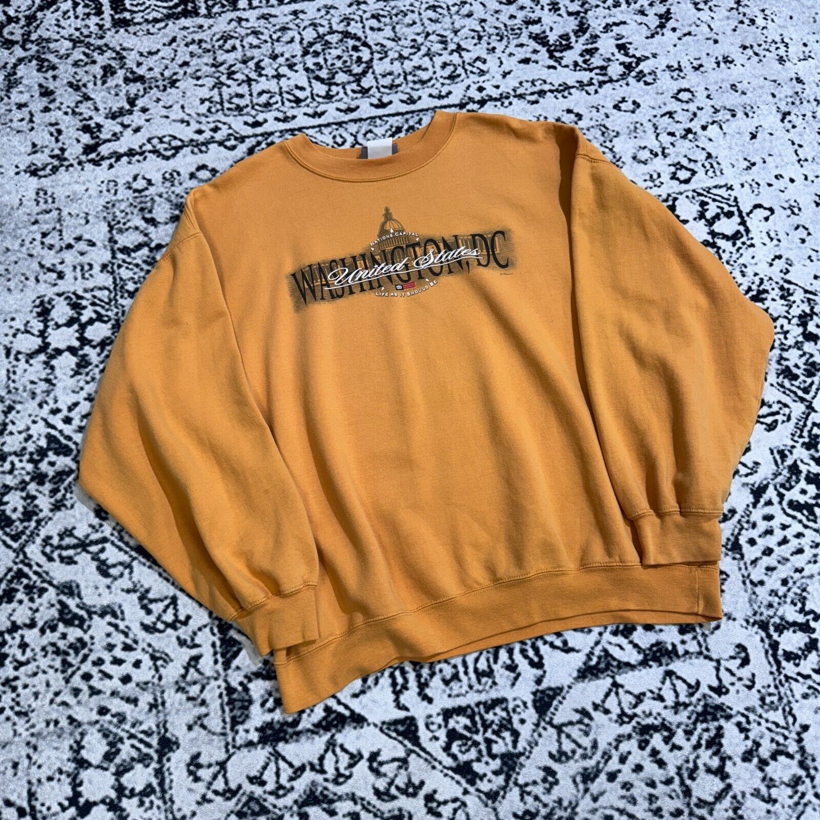 Vintage Vintage Yellow Cotton Crewneck Size XL Y2K Washington DC USA Size US XL / EU 56 / 4 - 3 Thumbnail