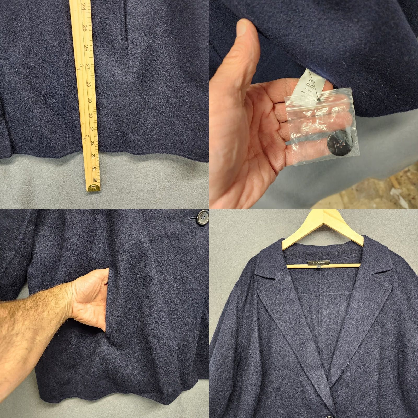 Talbots VINTAGE Talbots Jacket Blazer Womens Plus 24W Navy Blue Wool Blend Classic Office Men? No Size 4XL / US 24-26 - 8 Thumbnail