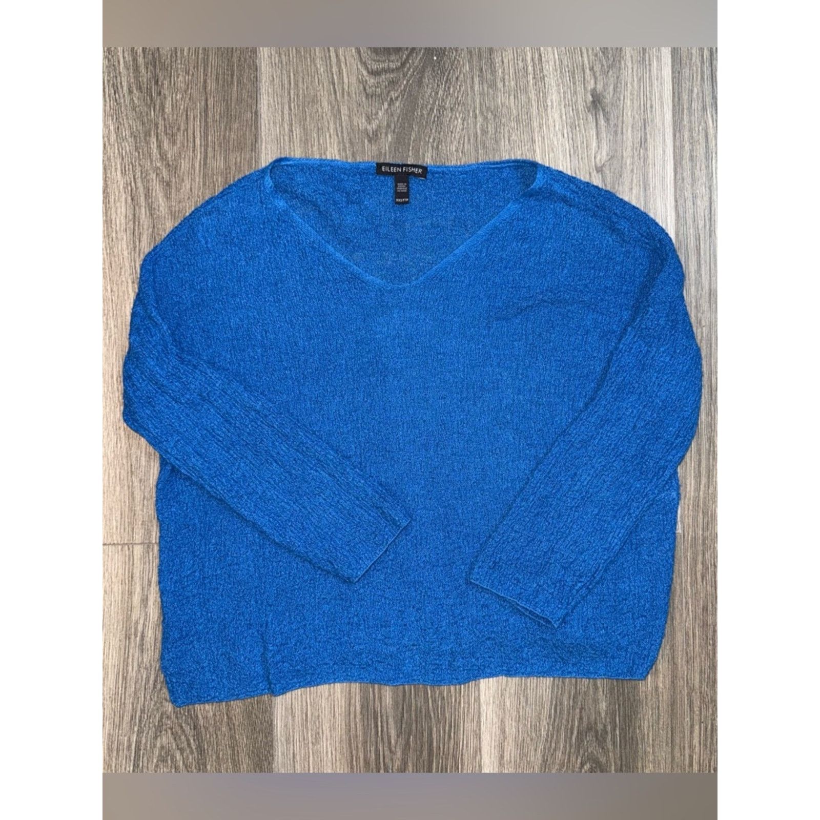 Eileen Fisher Eileen Fisher Organic Linen Blue Top Size XXS 3/4 Sleeves Size XXS / US 00 / IT 34 - 2 Thumbnail