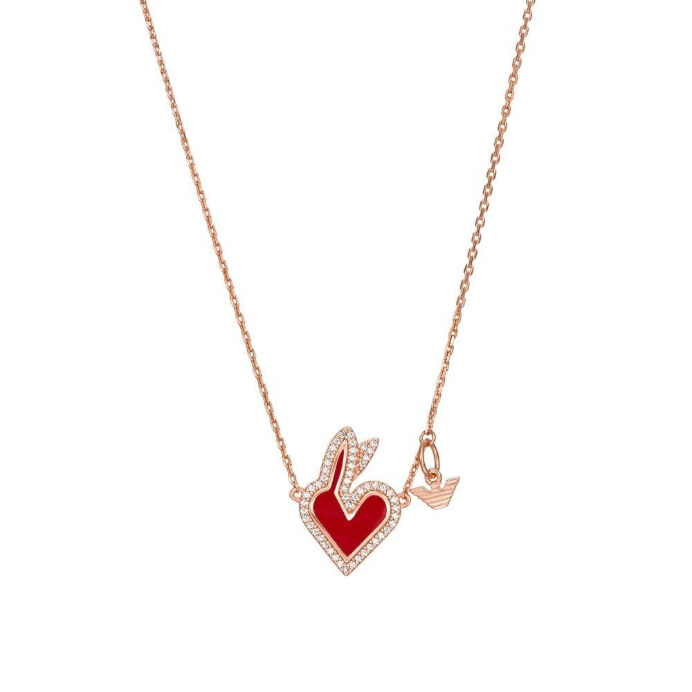 Emporio Armani Emporio Armani Red Rabbit Heart Lacquer Station Necklace Size ONE SIZE - 1 Thumbnail