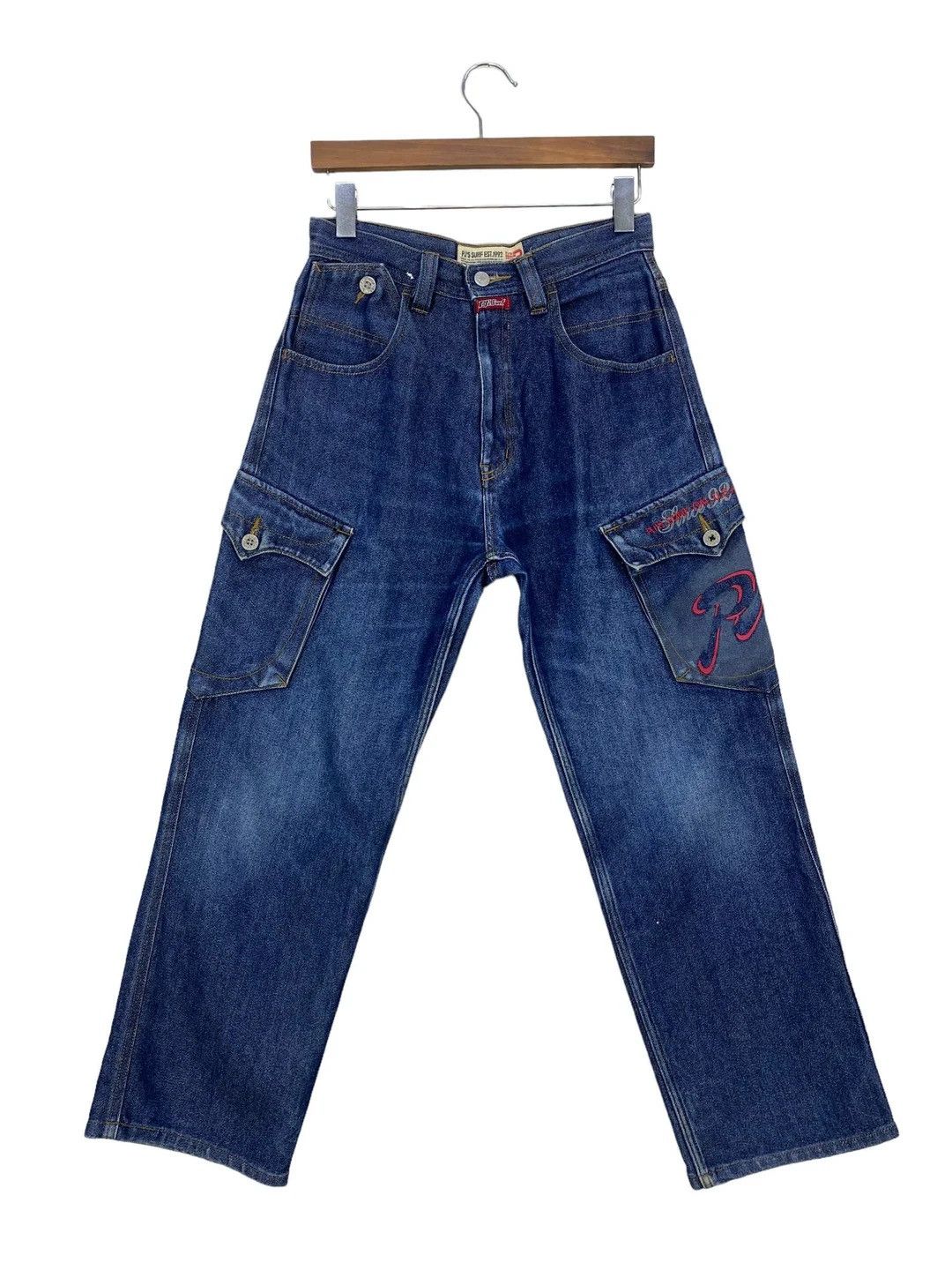 Japanese Brand PJ's Japanese Surfwear Hip Hop Jeans Cargo Shiny Pants Size US 27 - 1 Thumbnail