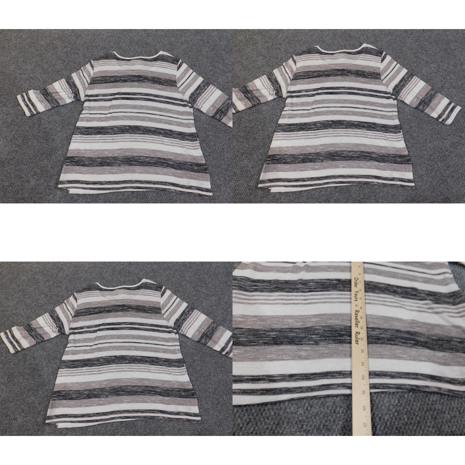 Vintage Alfred Dunner Sweater Women L Gray Striped Pullover Knit Raglan Sleeve Crew Neck Stretch Embellishments Vintage No Size L / US 10 / IT 46 - 8 Thumbnail